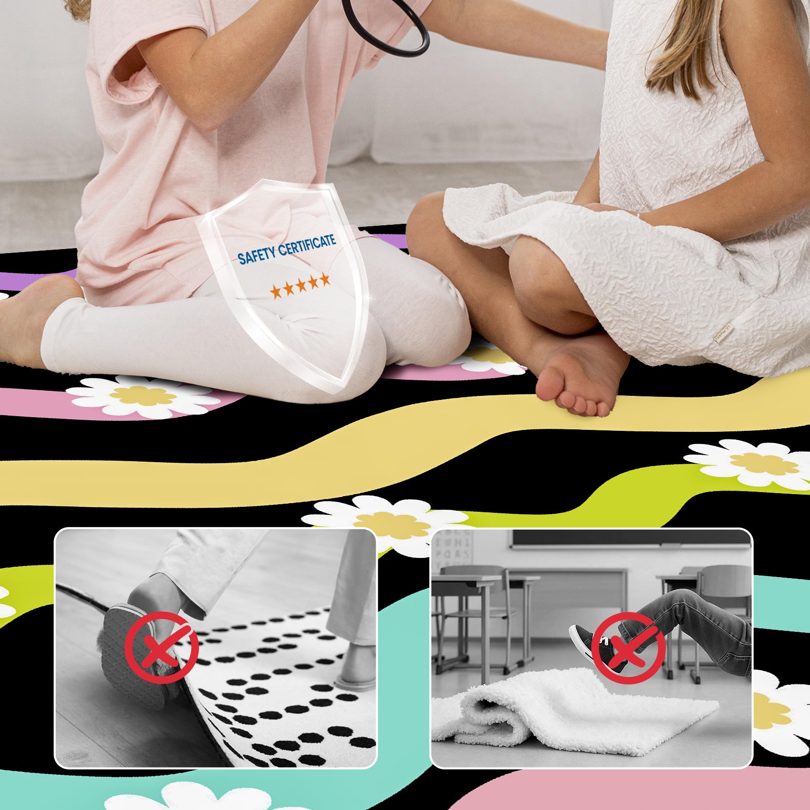 Classroom Rug Stain Resistance Wave Pattern