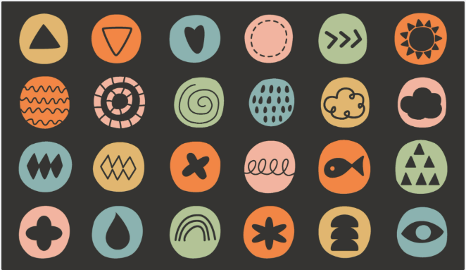Dark Tribal Symbols Classroom Rug