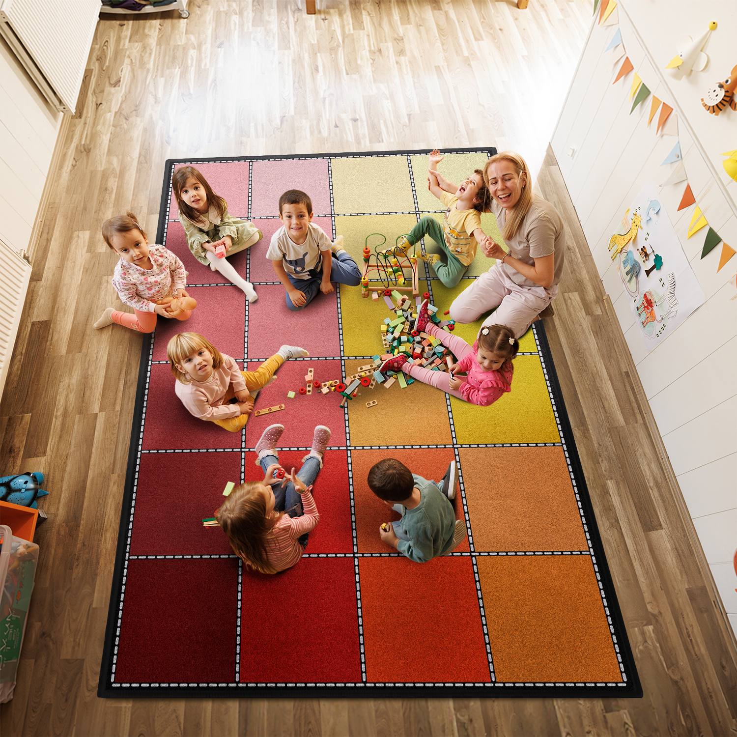 Boho Style Grid Classroom Rug By Booooom Jackson