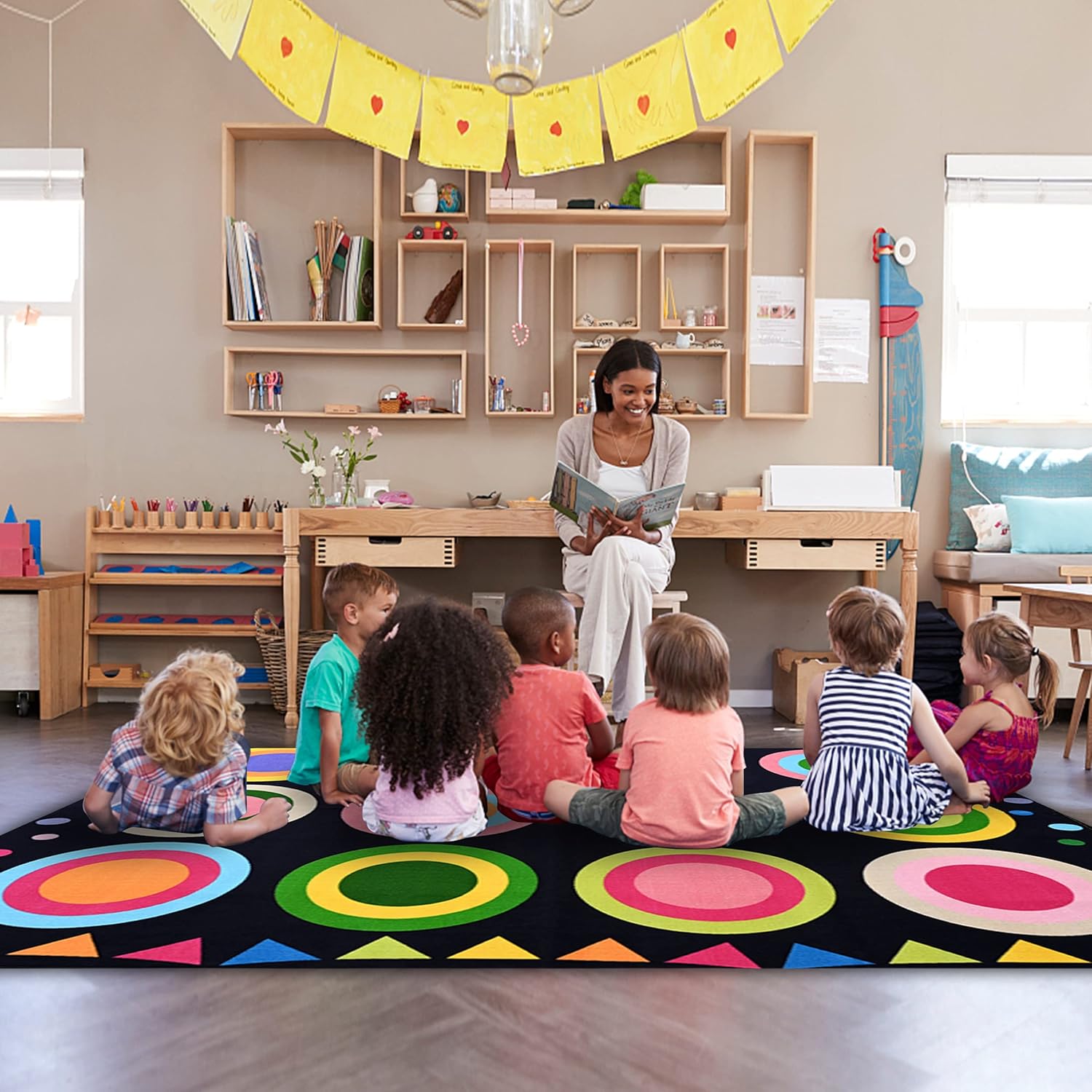 Colorful Circle Seating Classroom Carpet