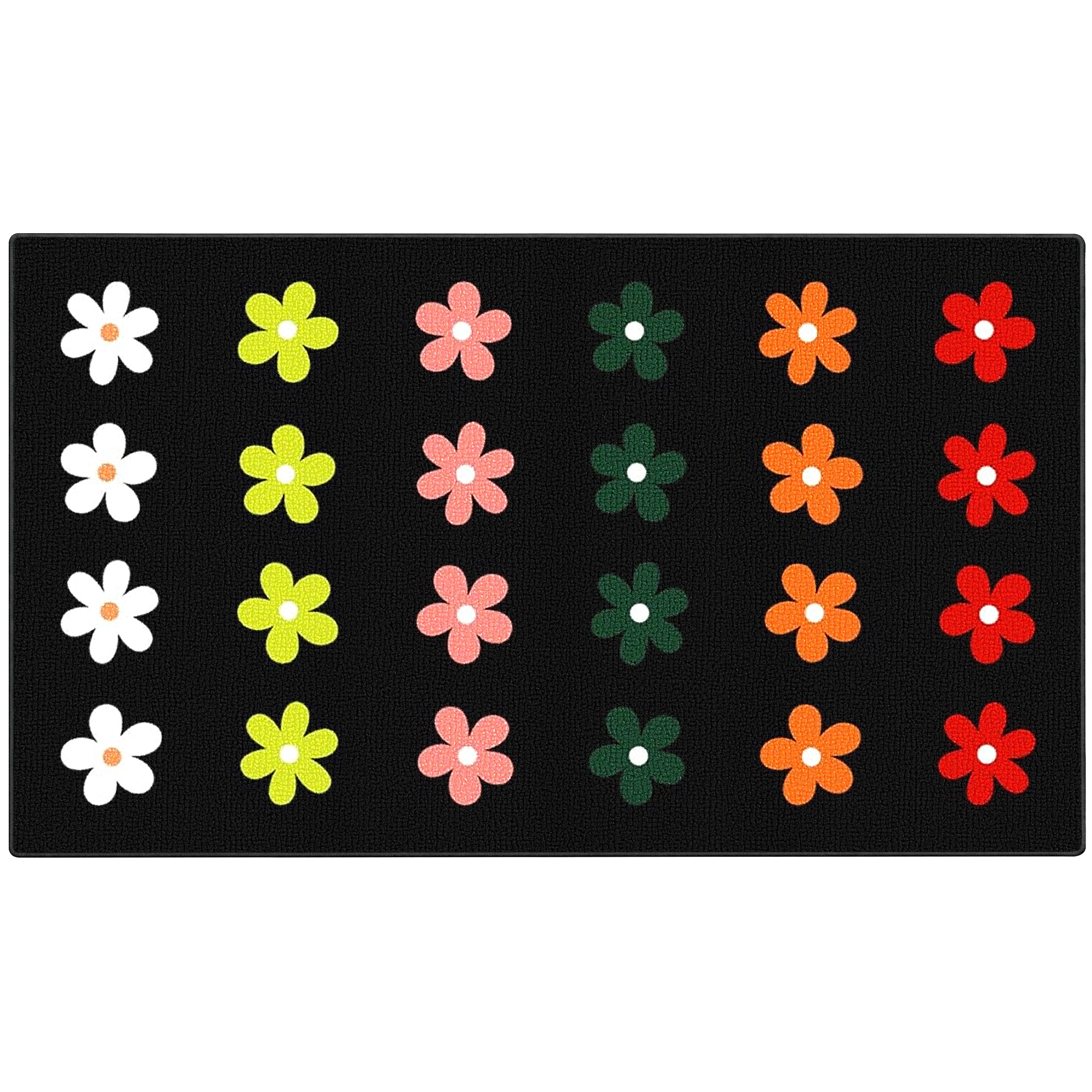 Black Daisy Floral Classroom Rug
