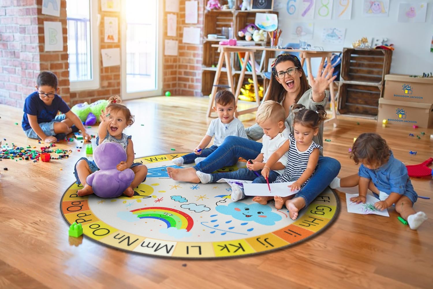 Cartoon Weather Theme Classroom Rug