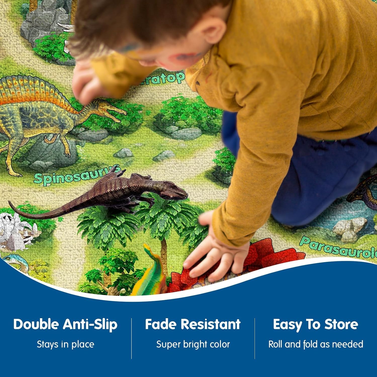 3D Dinosaur World Adventure Map Kids Rug