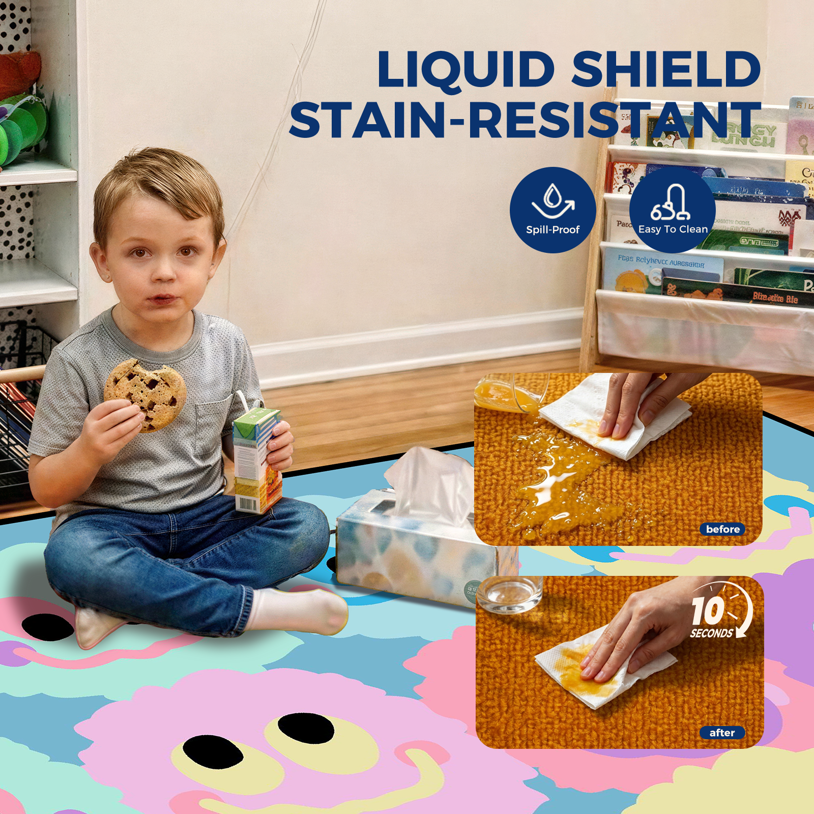 Pastel Plush Smileys Classroom Rug