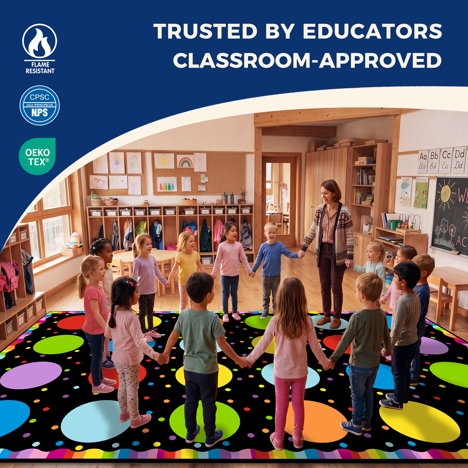 Colorful Gradient Circle Classroom Seating Rug