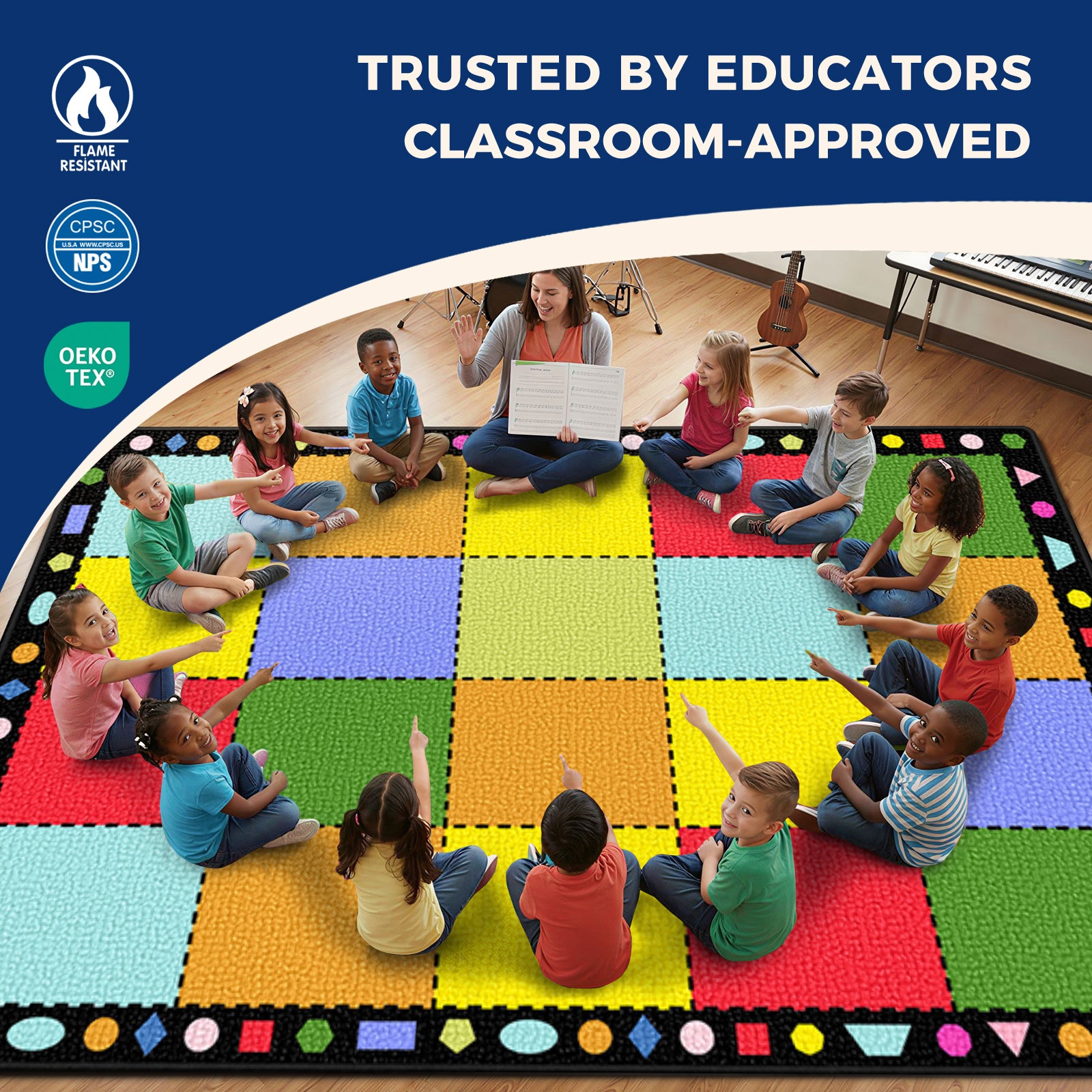 20-Seat Color Block Classroom Rug
