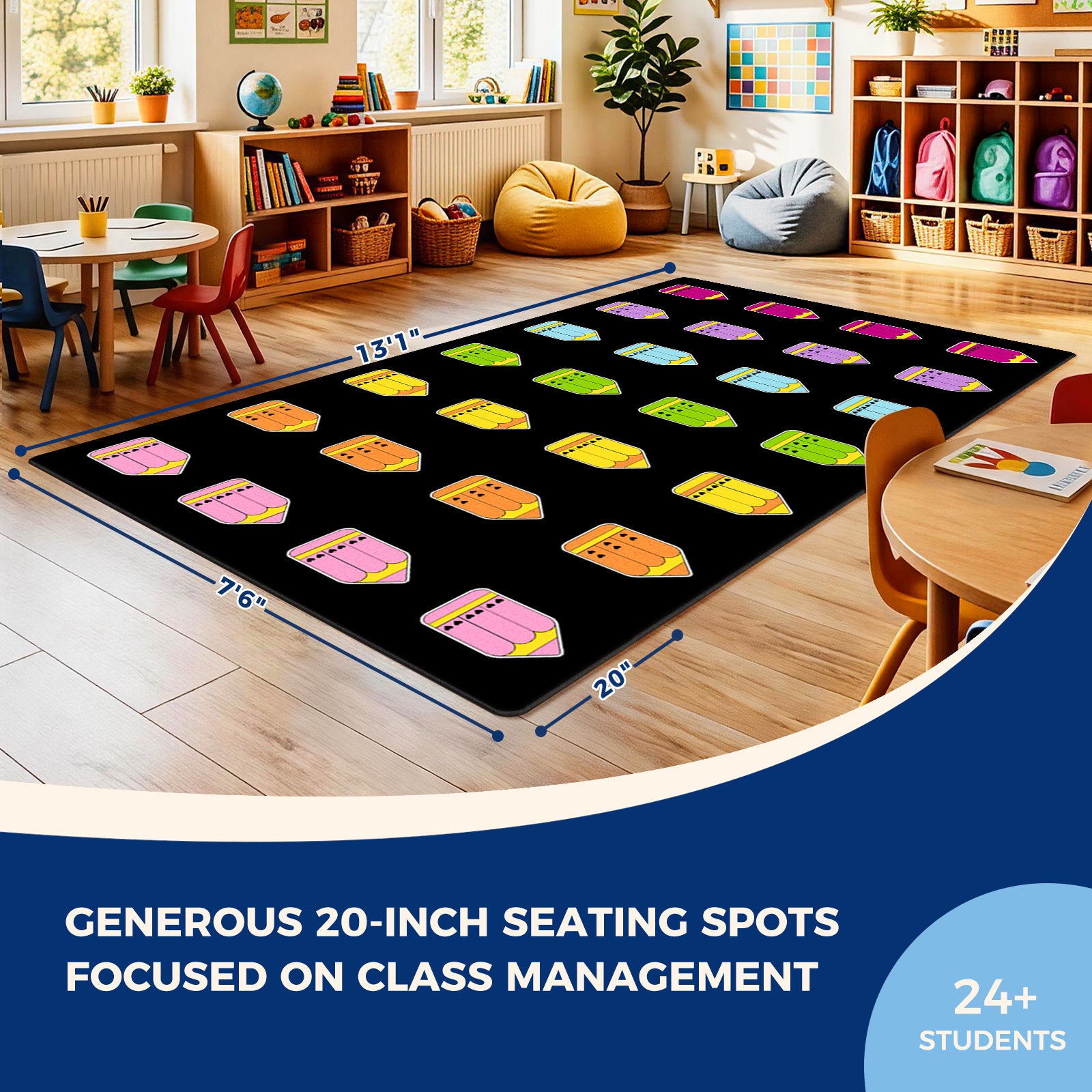 Vertical Pencil Classroom Rug
