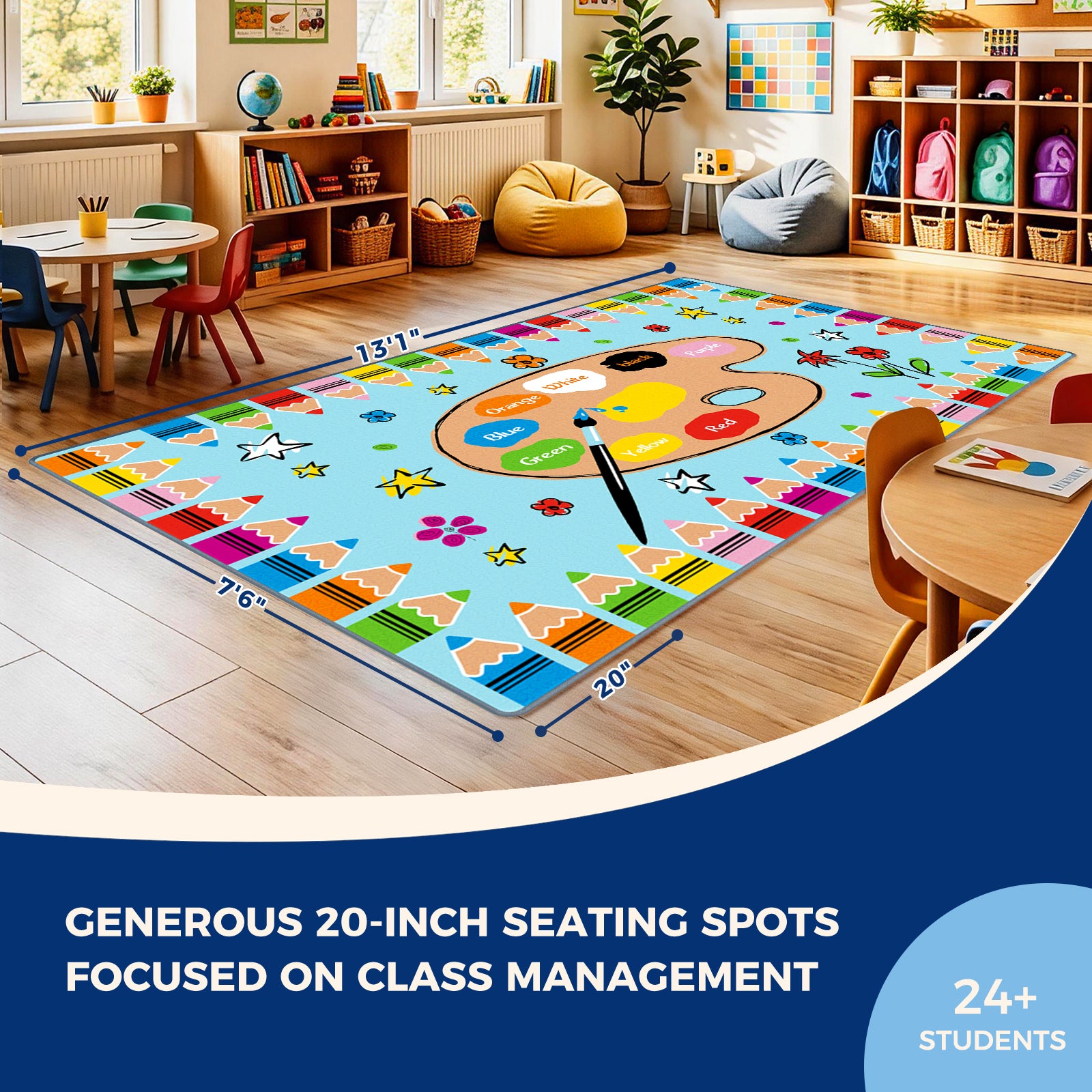 Colorful Crayons Classroom Rug