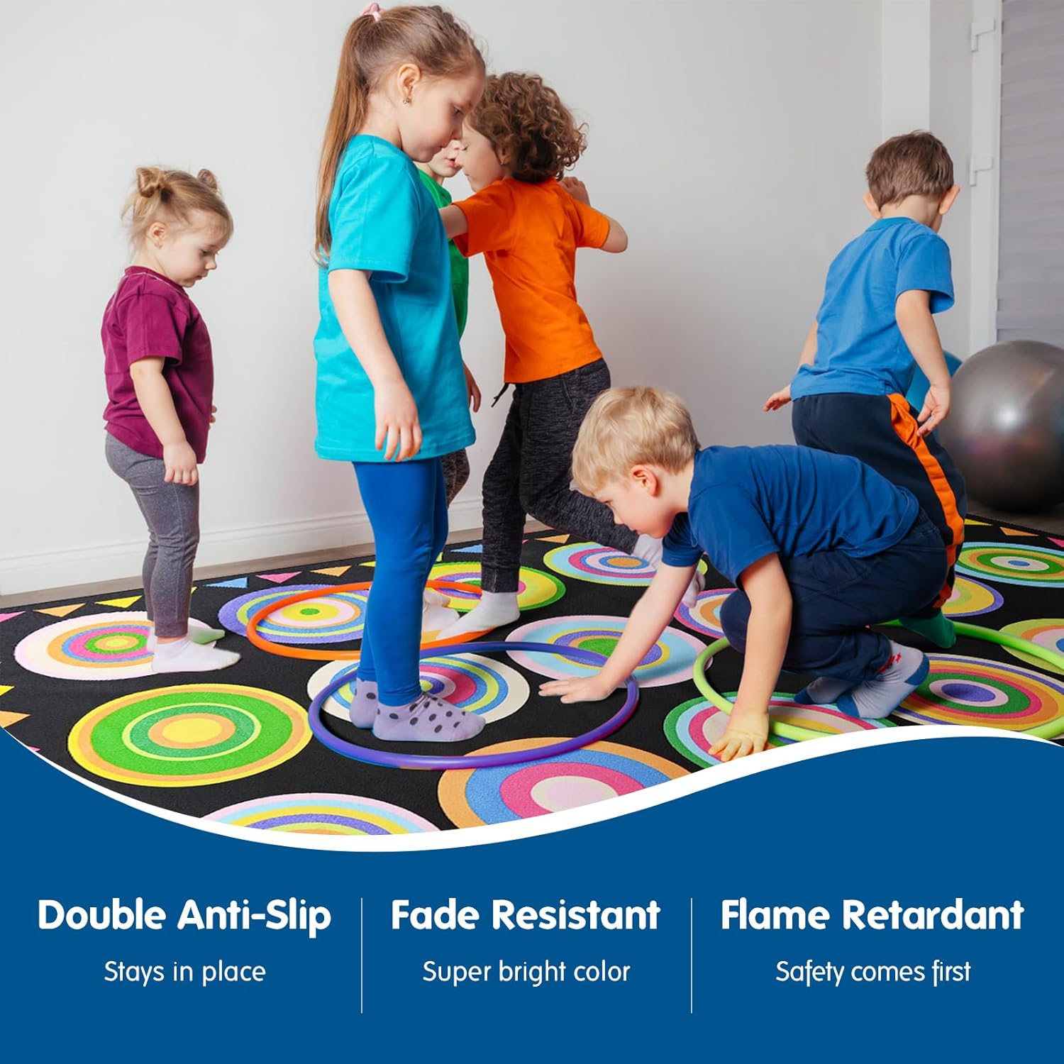 12-Seat Colorful Circle Classroom Seating Rug
