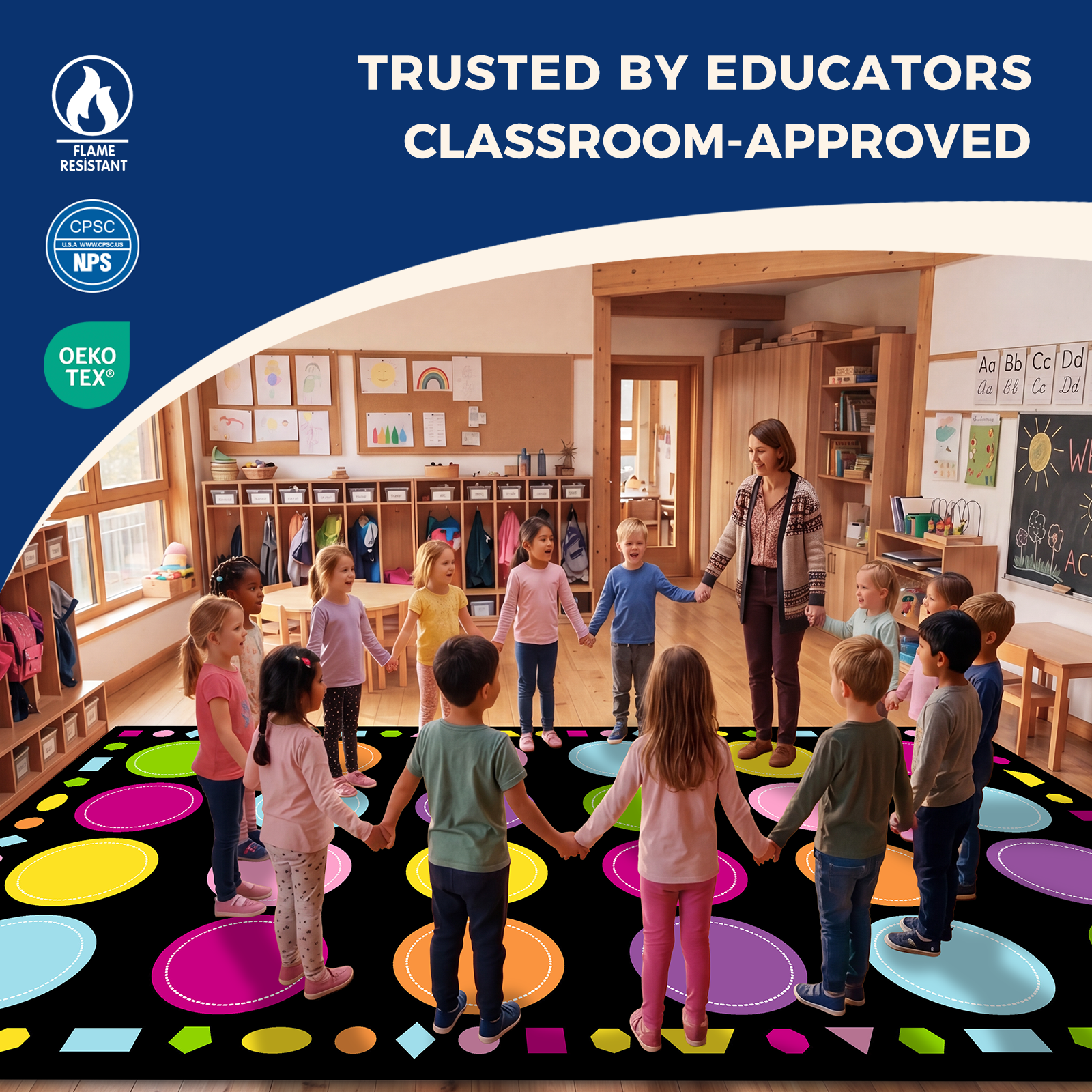 Pastel Macaron Classroom Rug