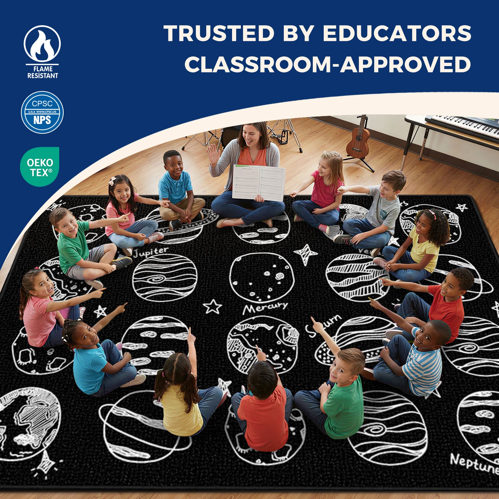 20-Seat Solar System Classroom Rug