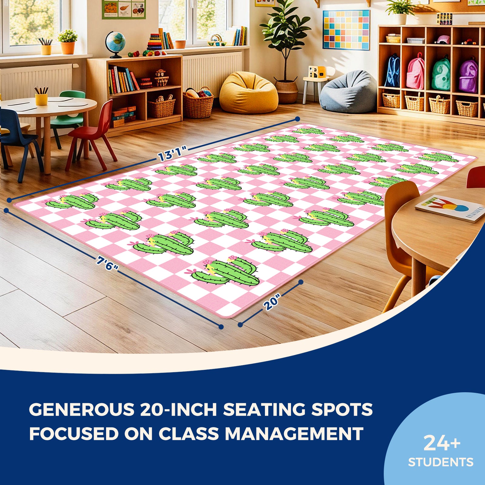 Pink Cactus Classroom Rug