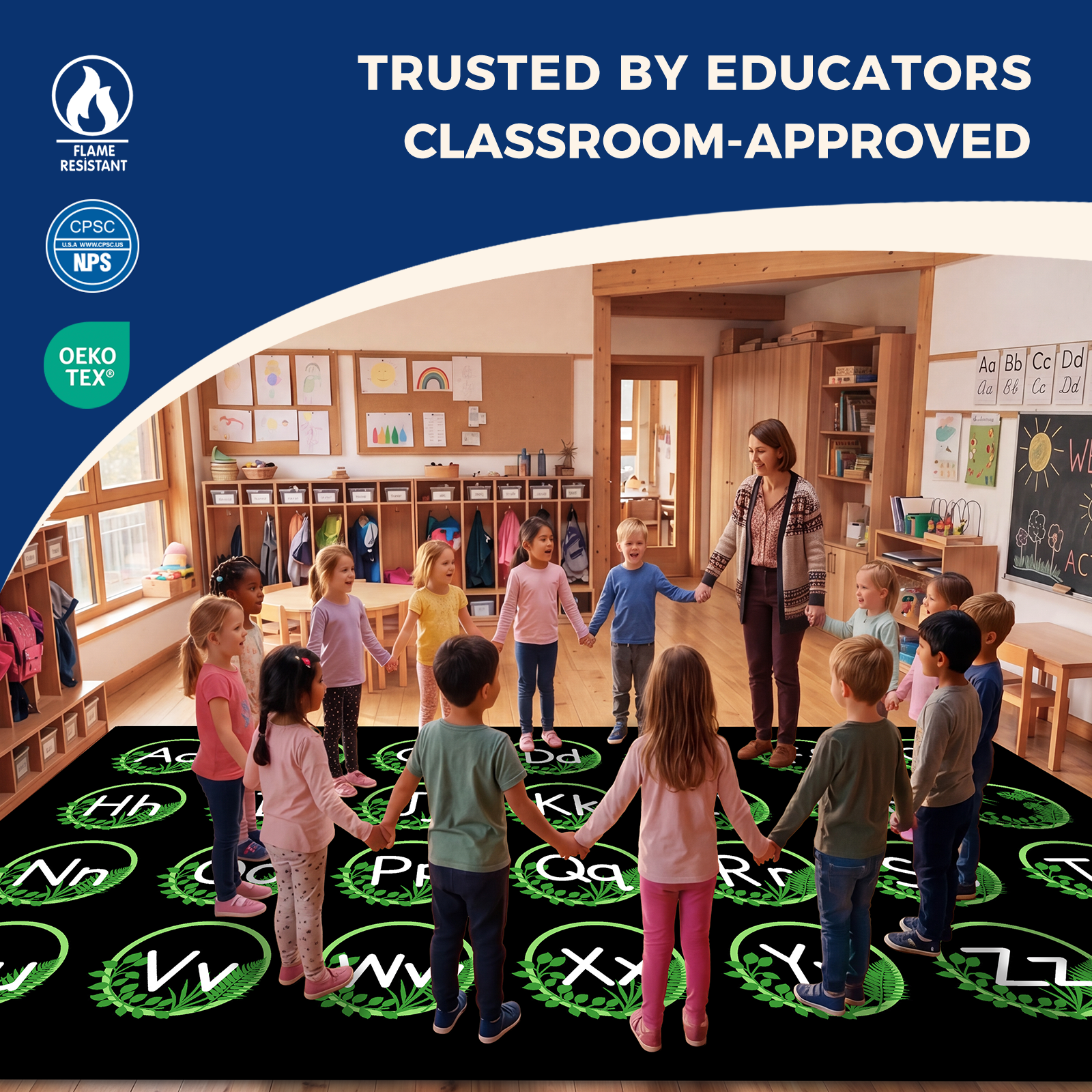 Leaf Alphabet Classroom Rug