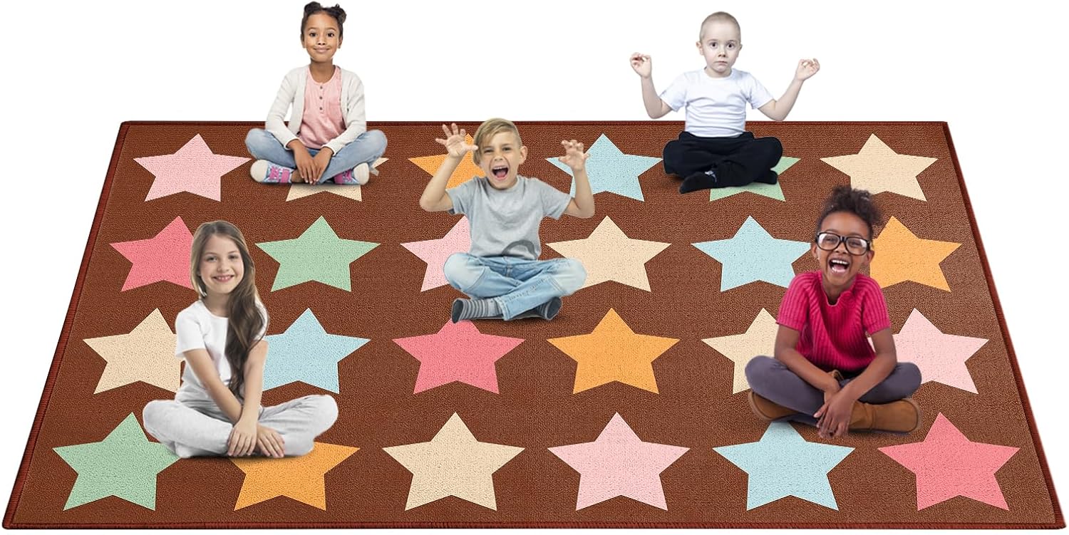 Brown Star Classroom Rug