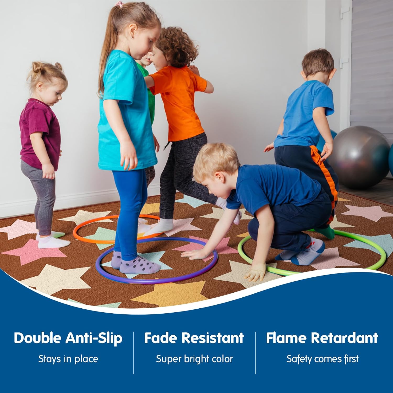 Brown Star Classroom Rug