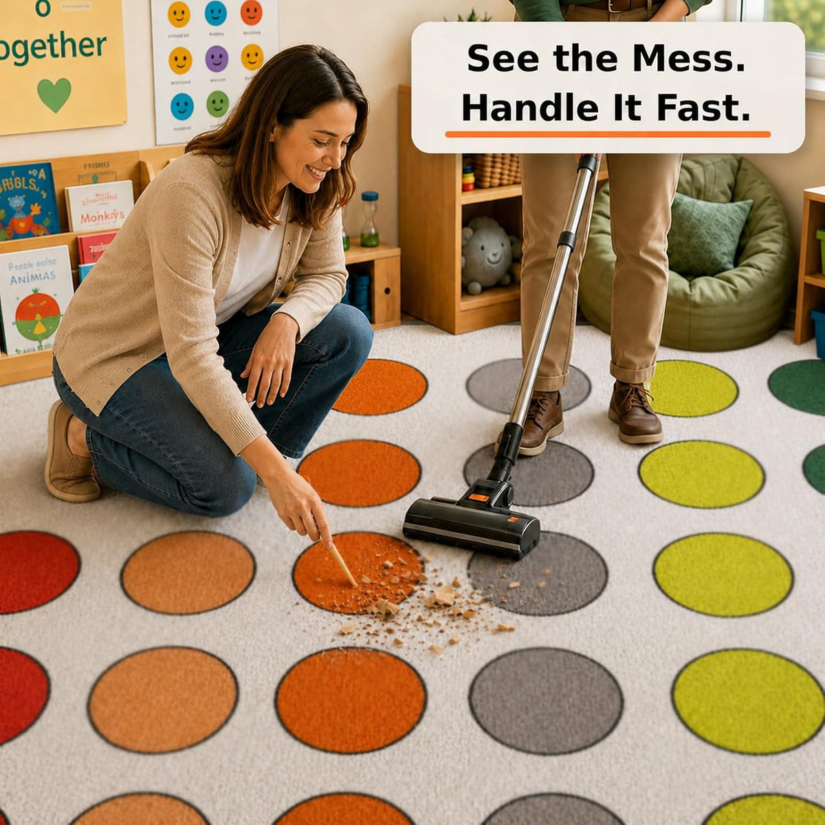 Calm Circles 24-Spot Classroom Rug