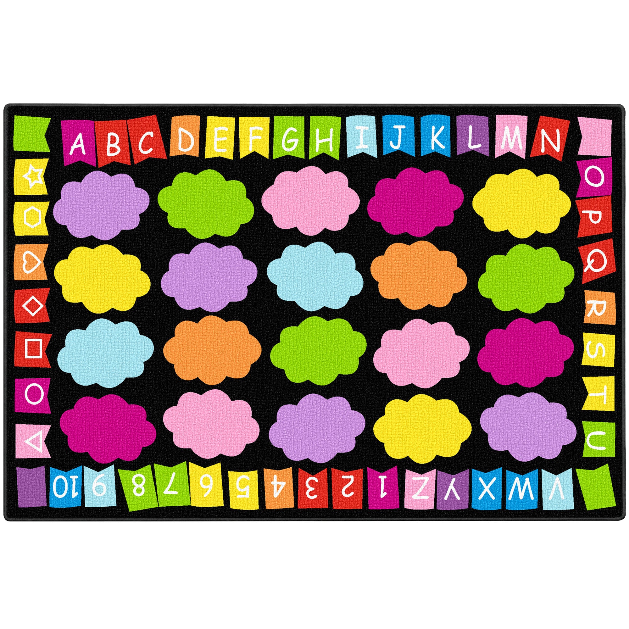 20-Seat Colorful Cloud Alphabet Classroom Rug