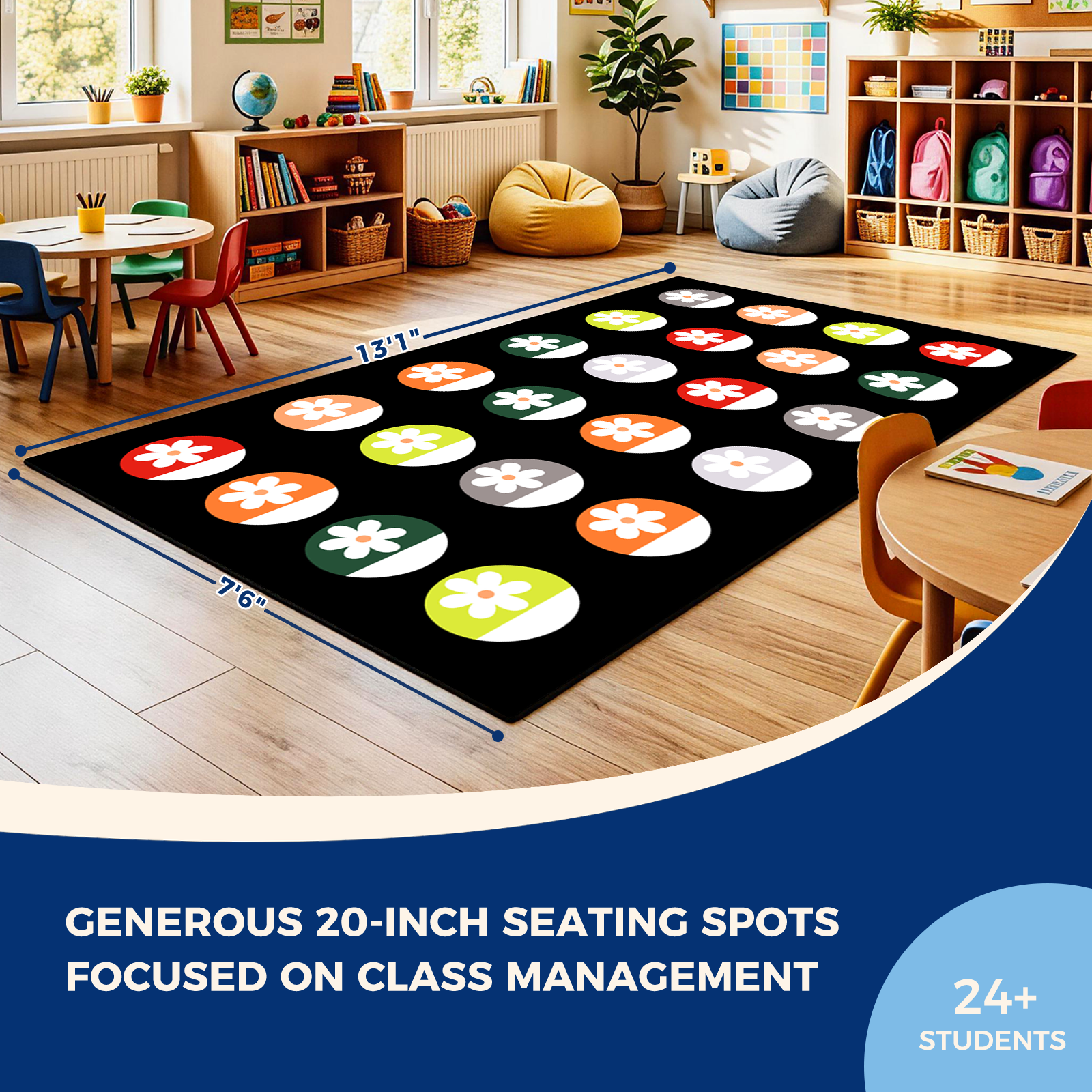 Circle Daisy Classroom Rug