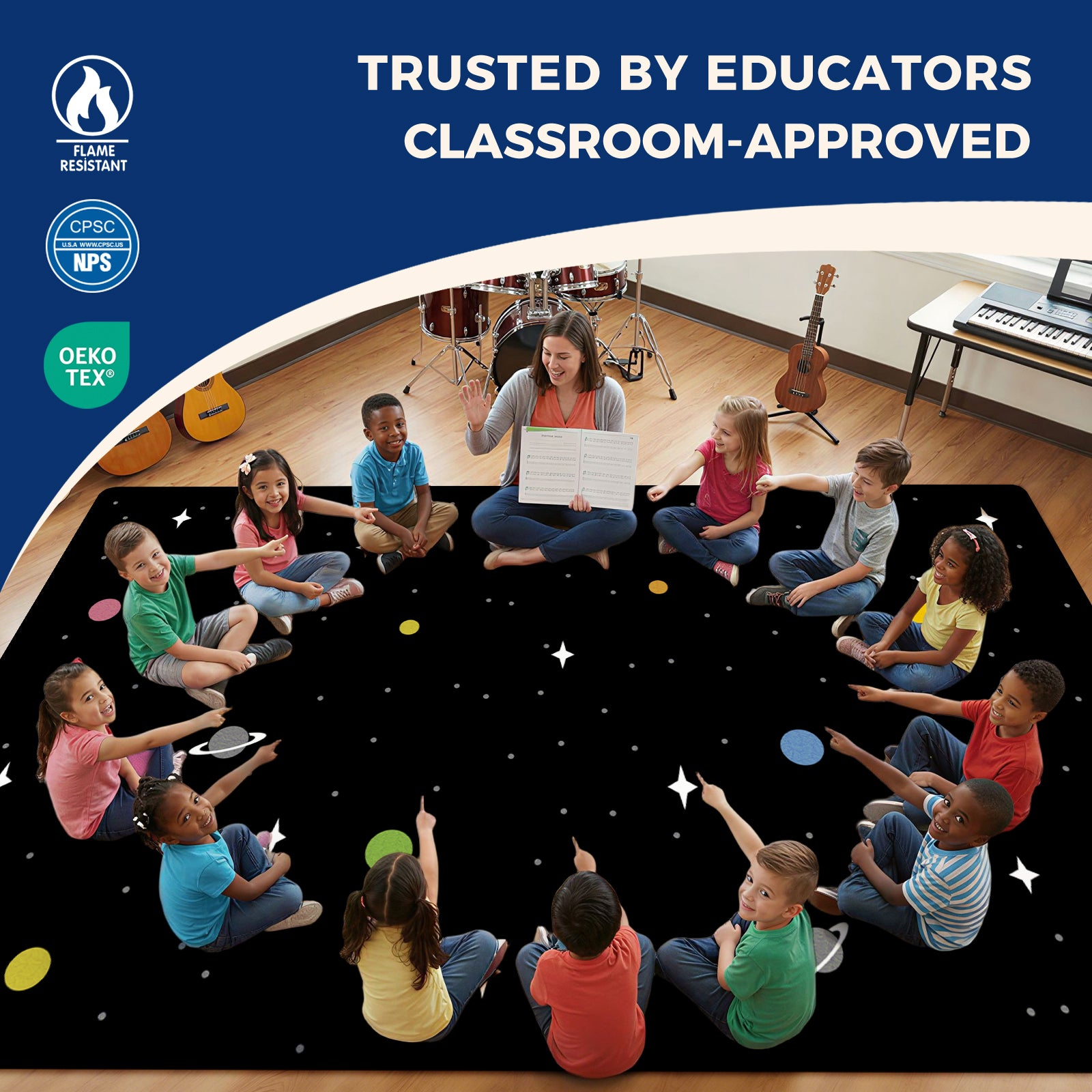 Black Space Classroom Rug