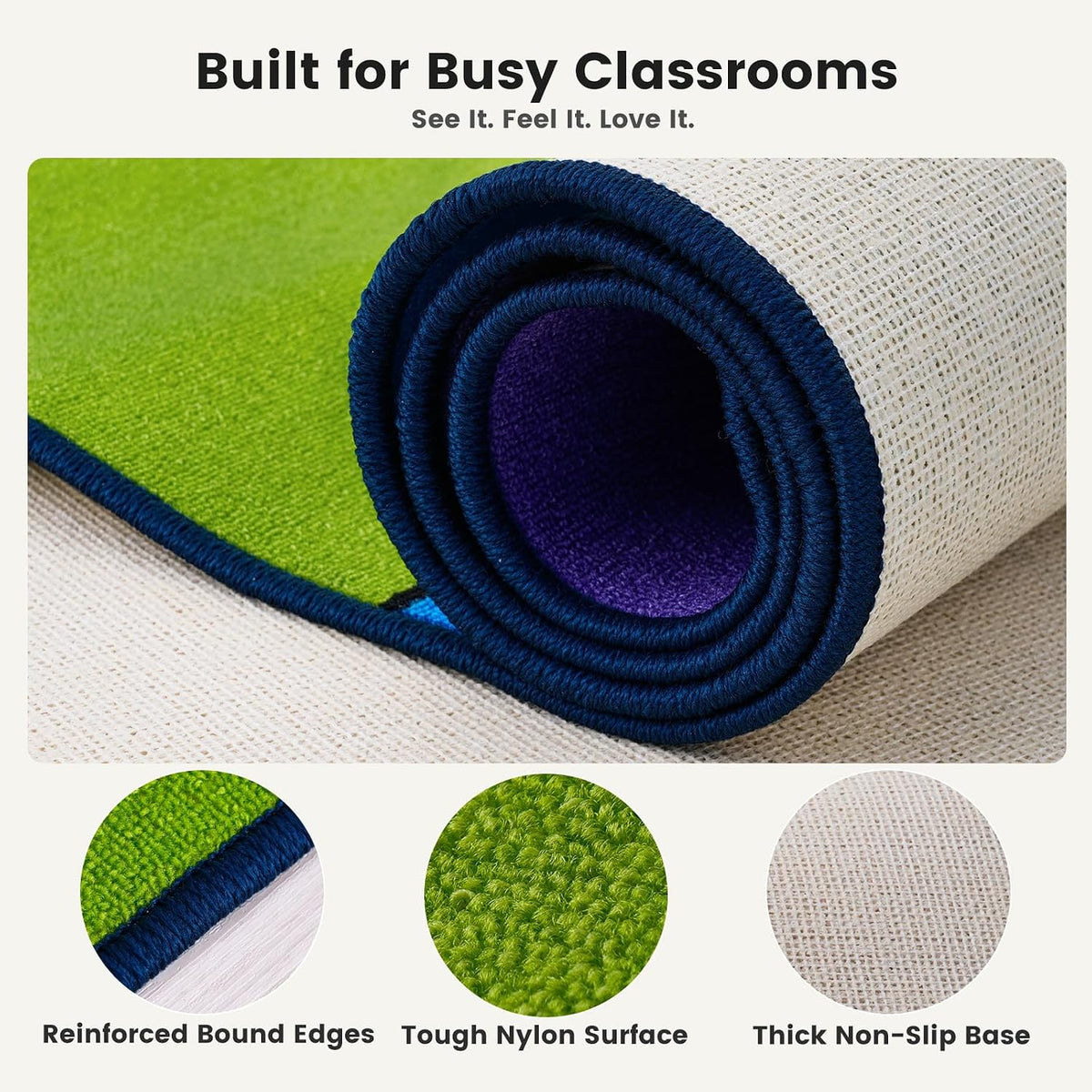 Calm Circles 24-Spot Classroom Rug