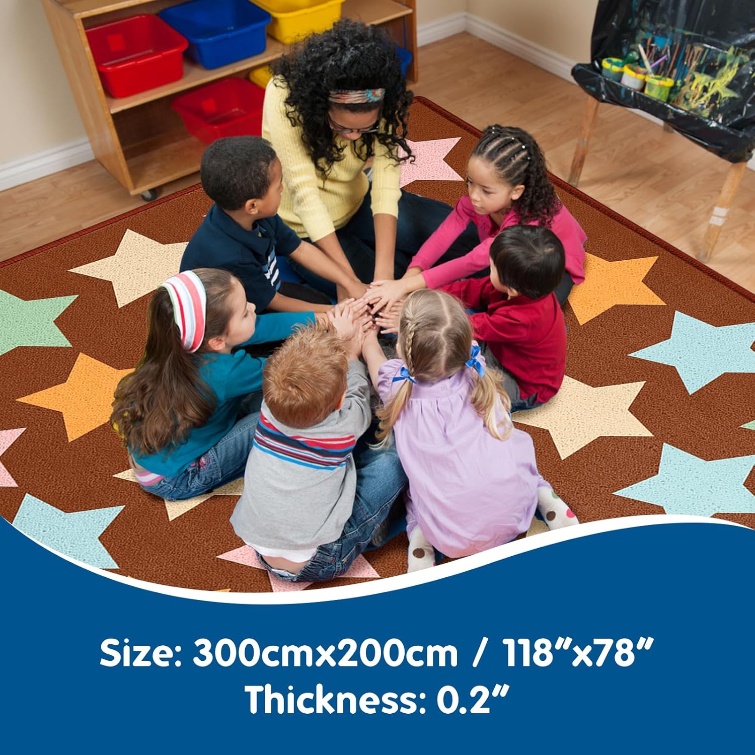 Brown Star Classroom Rug
