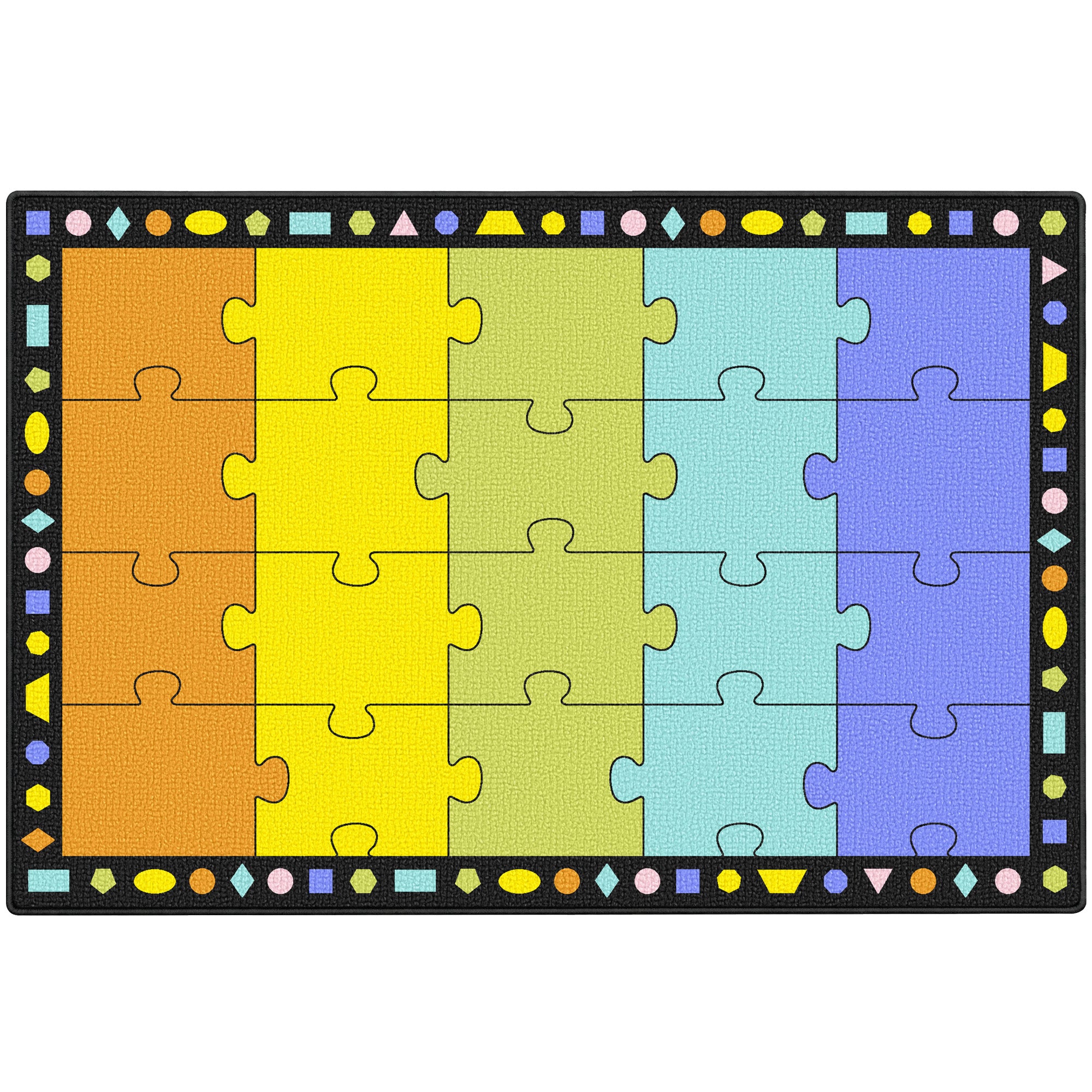 20-Seat Five-Color Puzzle Classroom Rug