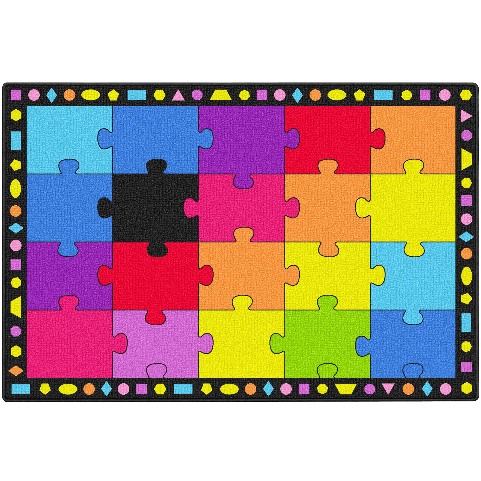 20-Seat Colorful Puzzle Classroom Rug