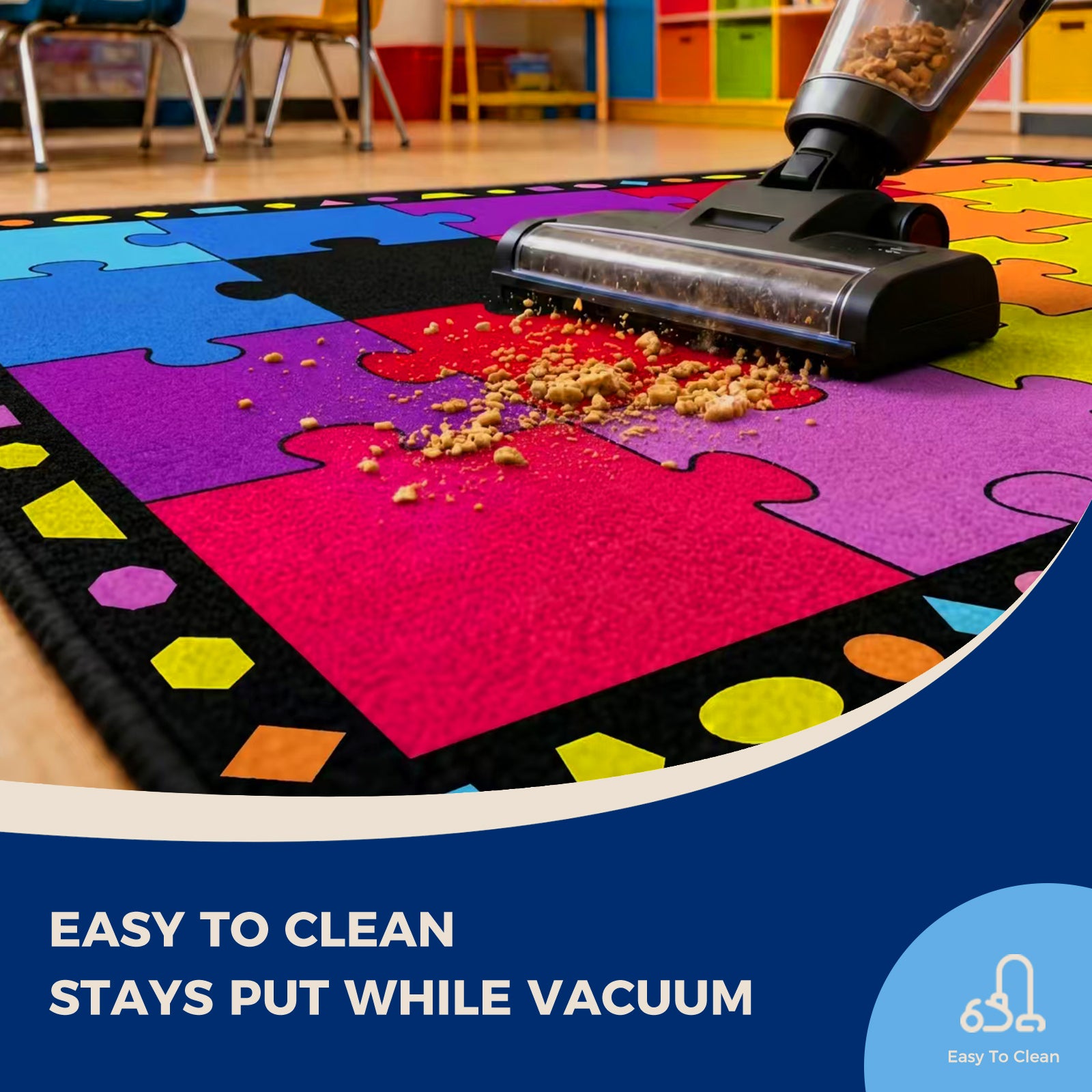 20-Seat Colorful Puzzle Classroom Rug