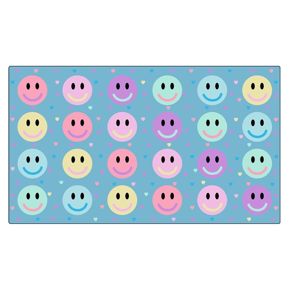 Blue Pastel Smileys Seating Classroom Rug