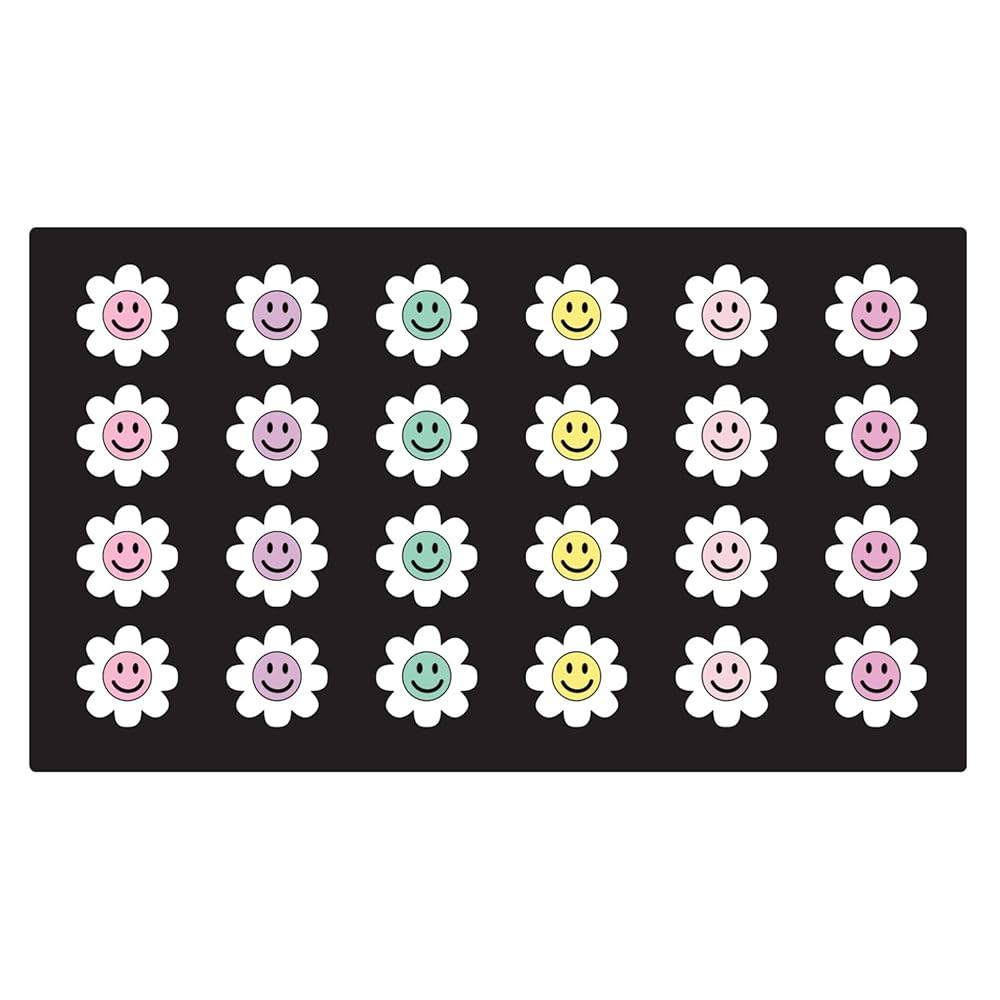 Pastel Flower Smileys Educational Classroom Rug