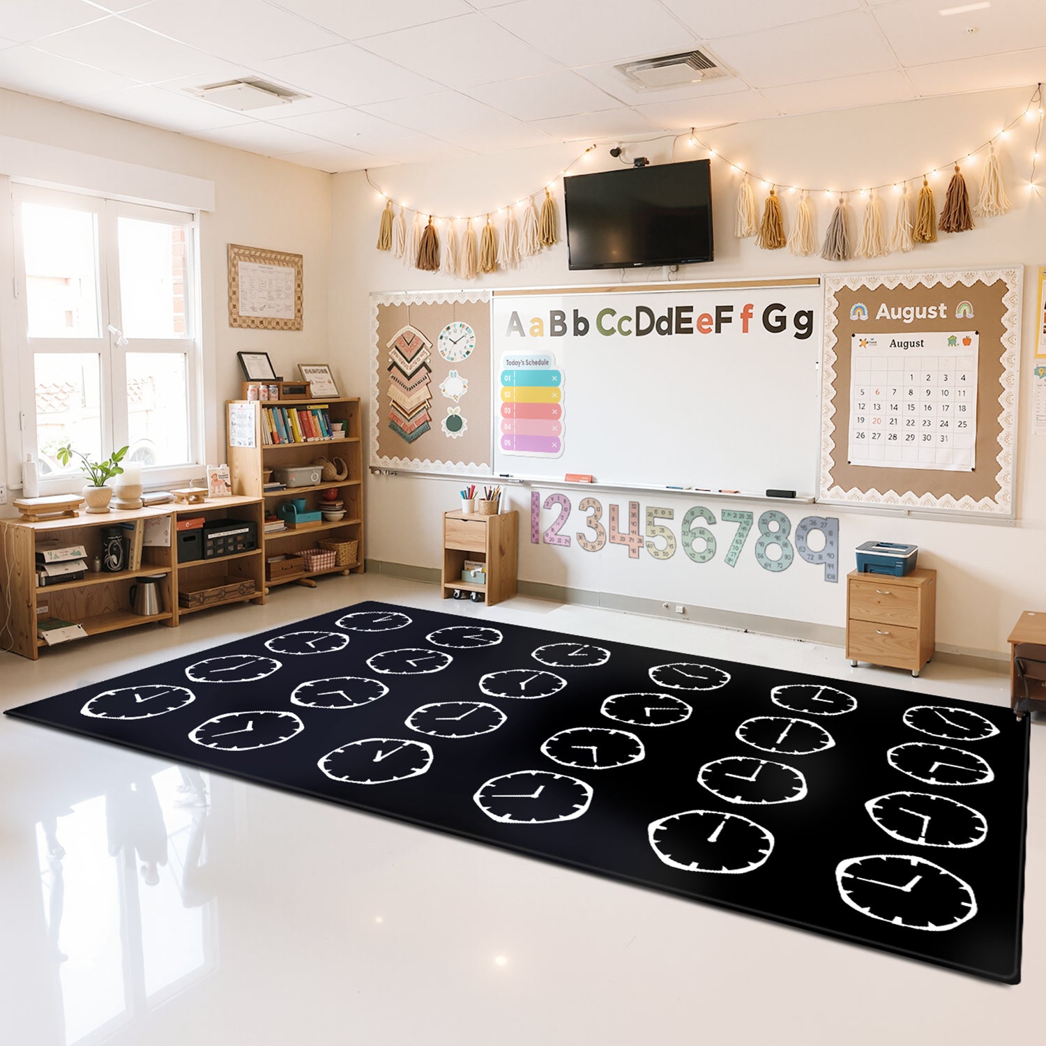 Classroom Rug Stain Resistance Black Clock By Booooom Jackson