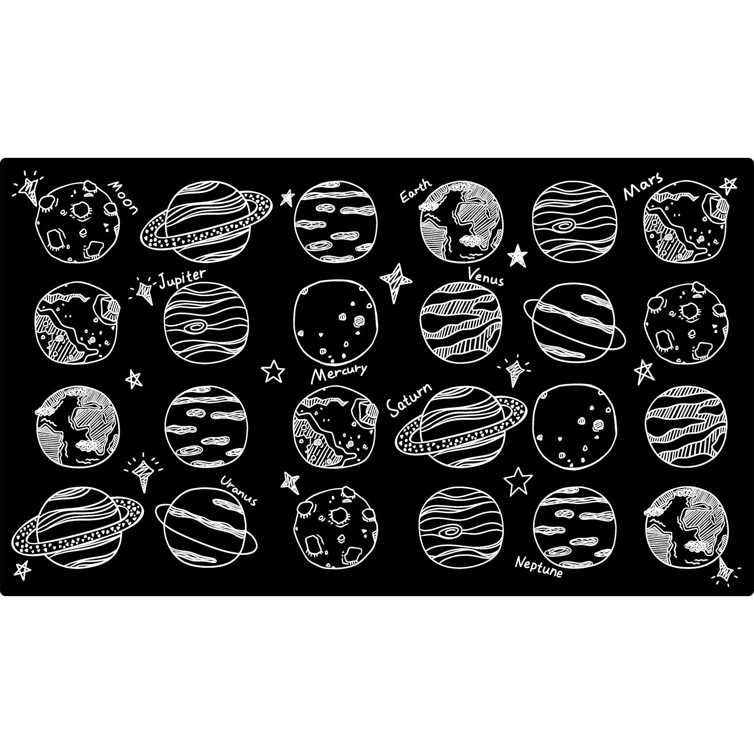 Classroom Rug Stain Resistance Black & White Planet By Booooom Jackson