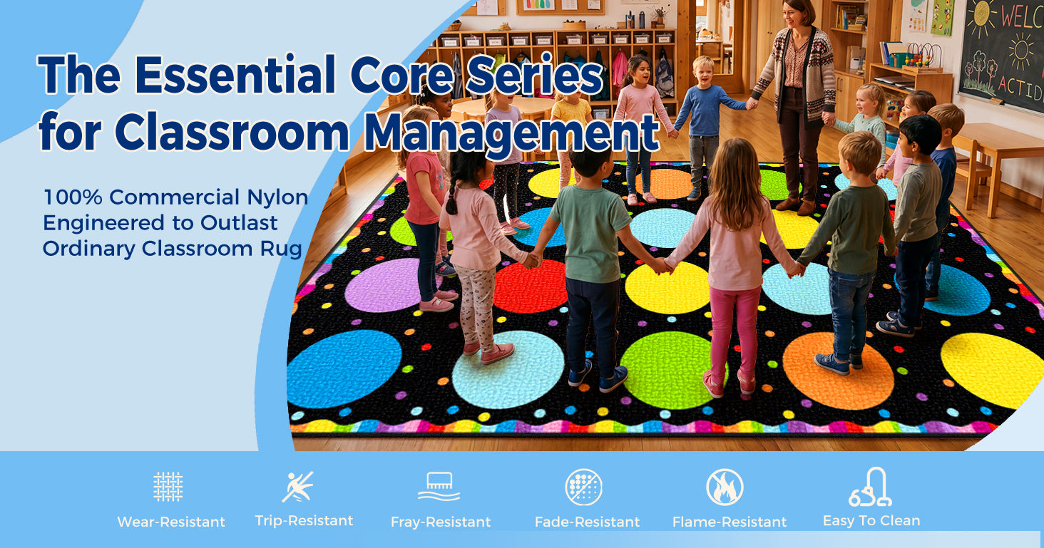 20-Seat Confetti Dot Classroom Rug classroom rug scene image 8