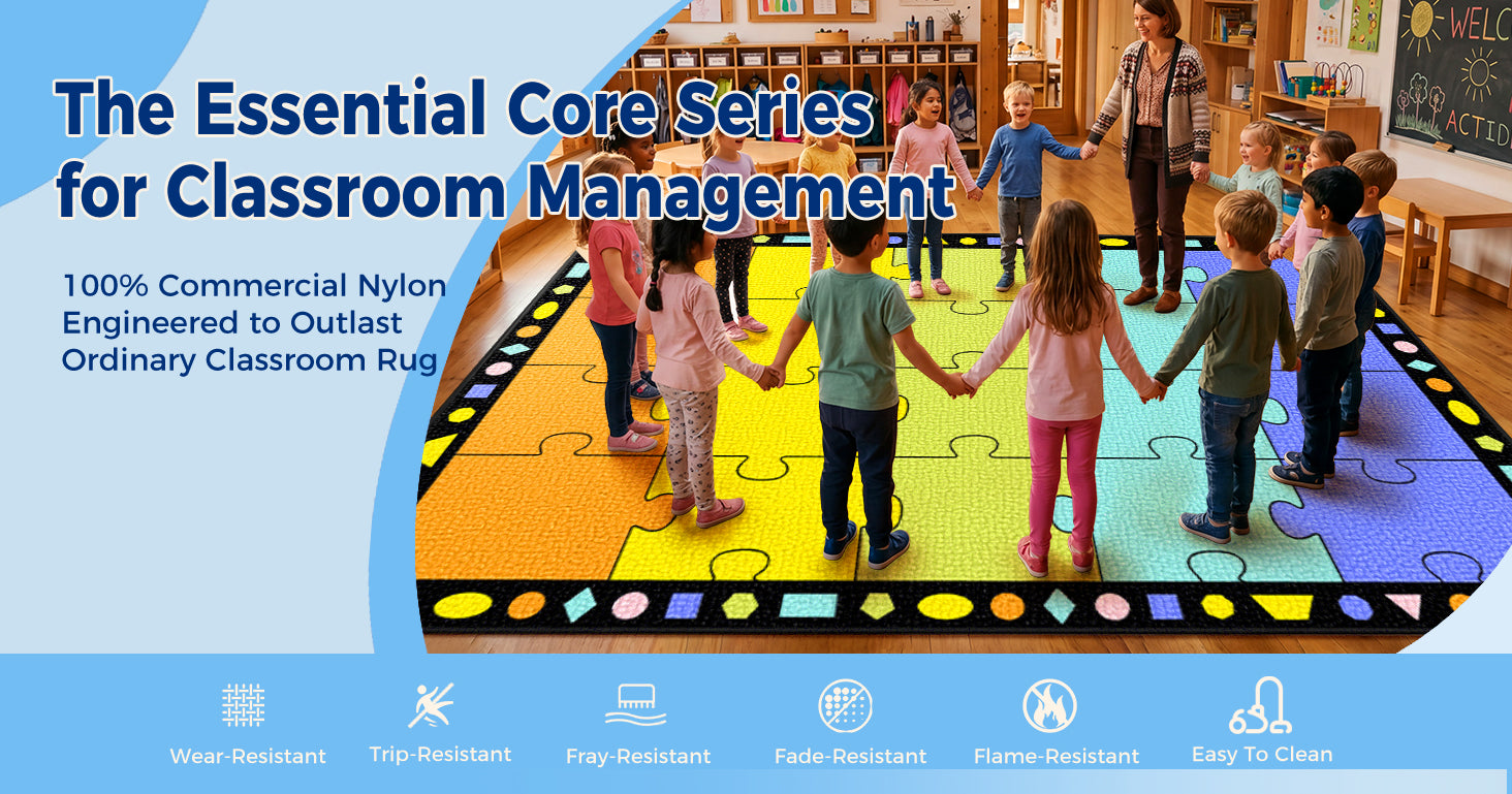 20-Seat Five-Color Puzzle Classroom Rug classroom rug scene image 8