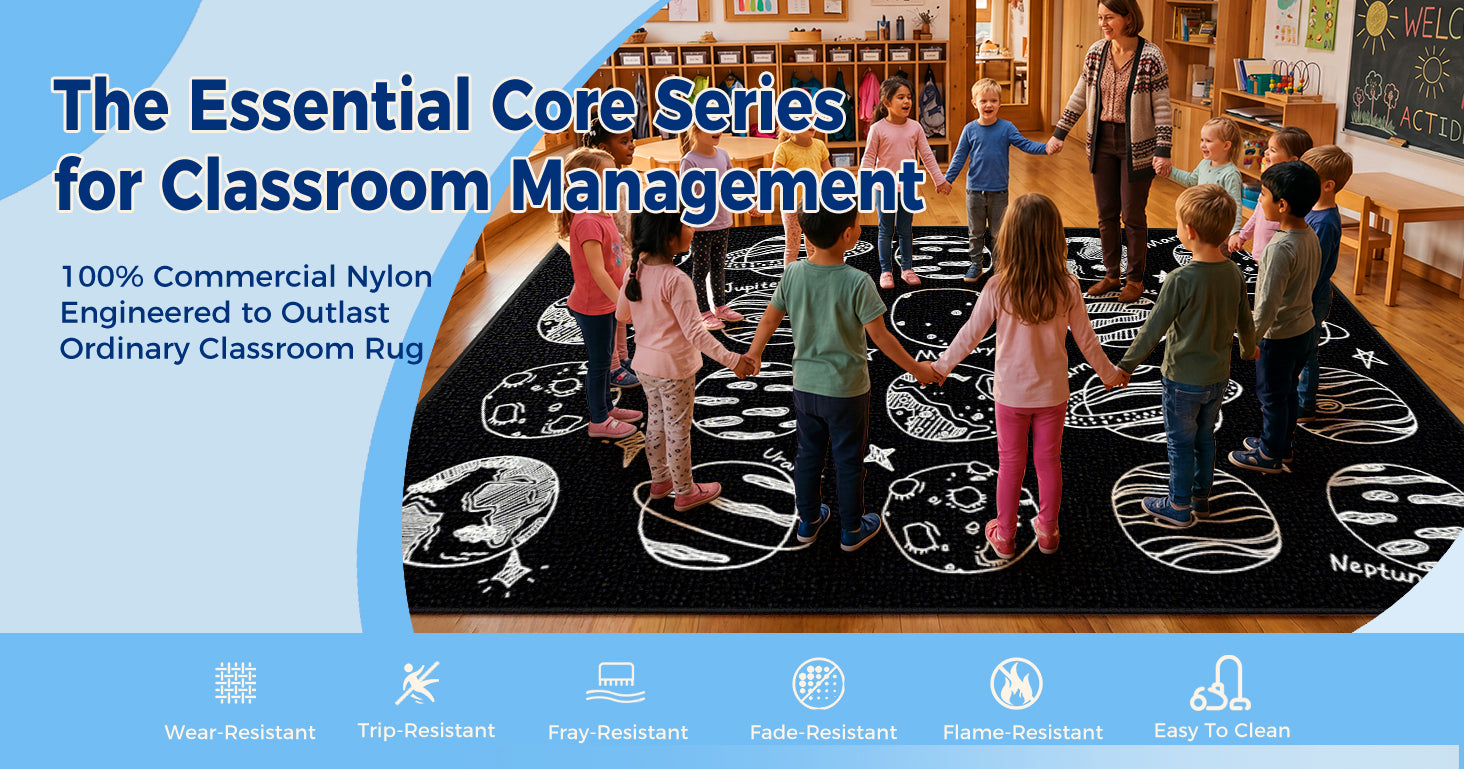 20-Seat Solar System Classroom Rug classroom rug scene image 8