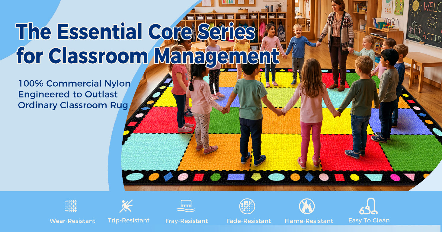 20-Seat Color Block Classroom Rug classroom rug scene image 8