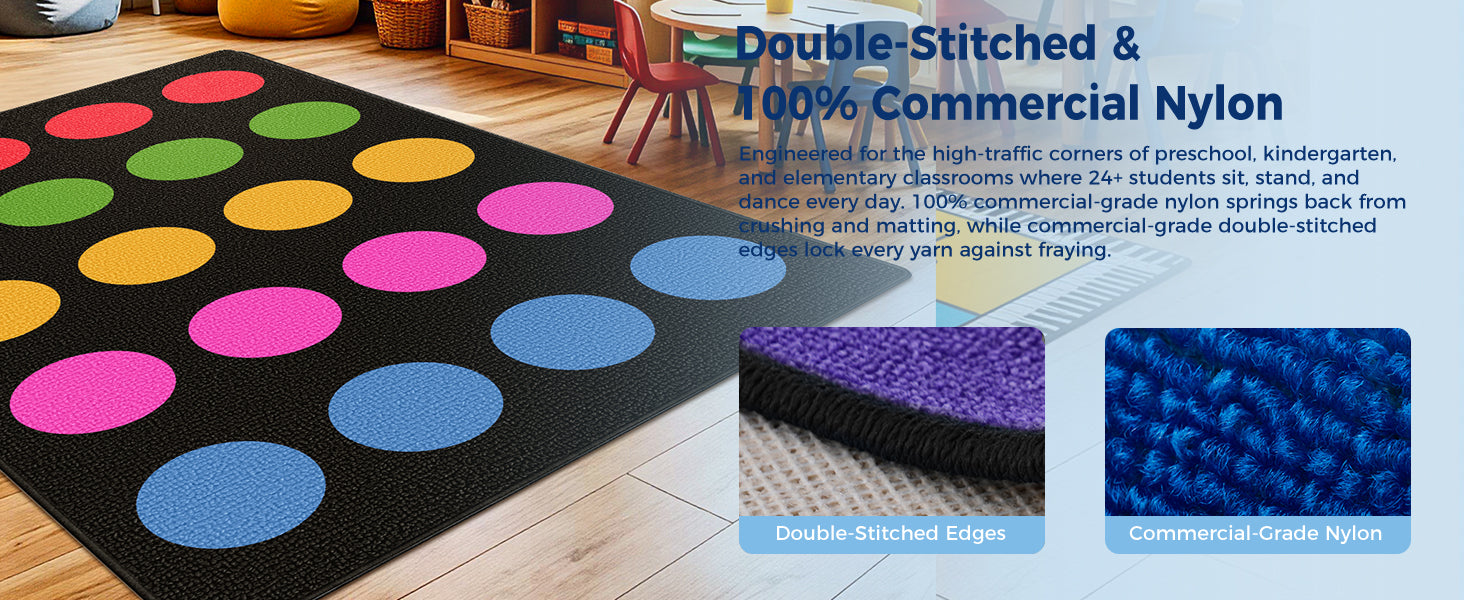 20-Seat Color Dot Classroom Rug classroom rug scene image 9