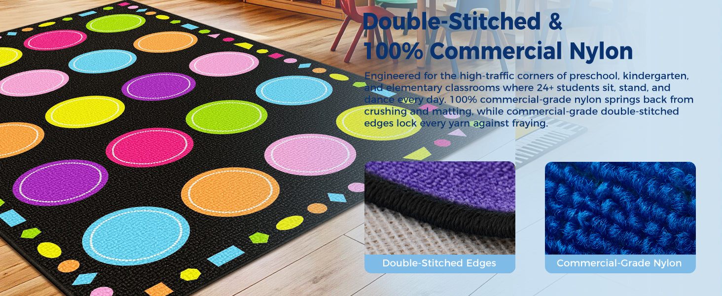 20-Seat Macaron Dot Classroom Rug classroom rug scene image 9