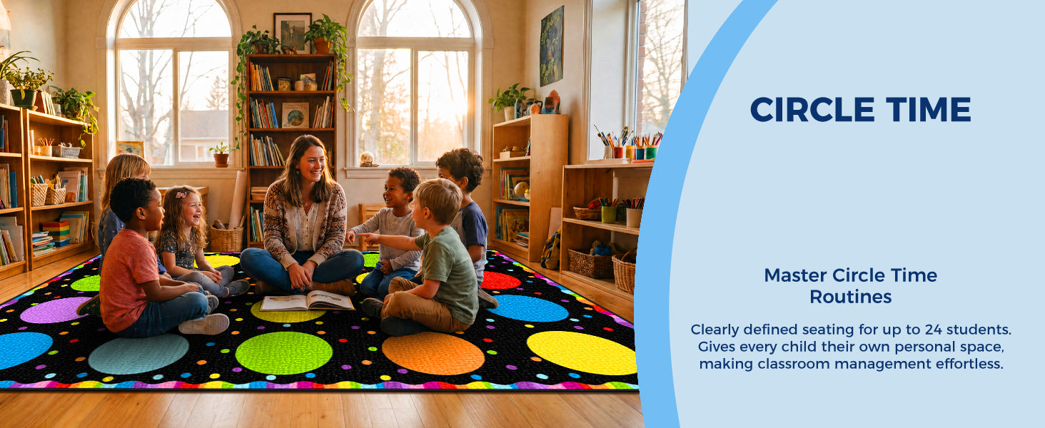 20-Seat Confetti Dot Classroom Rug classroom rug scene image 11