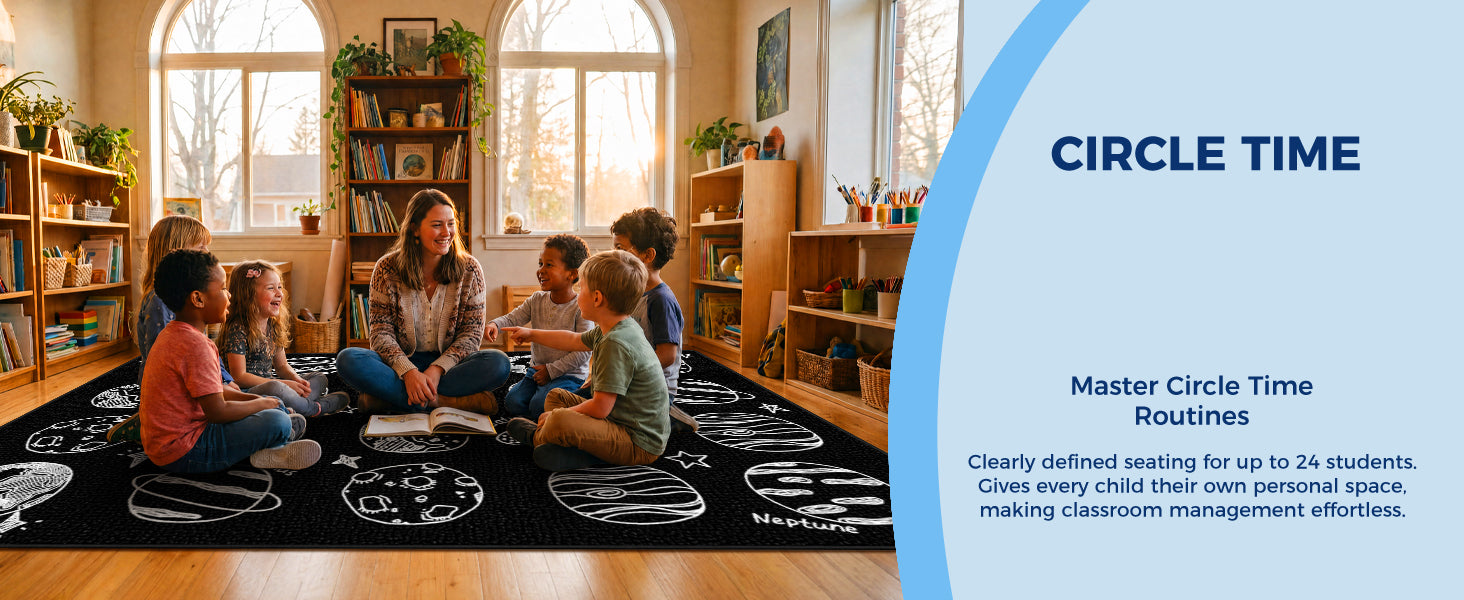 20-Seat Solar System Classroom Rug classroom rug scene image 11