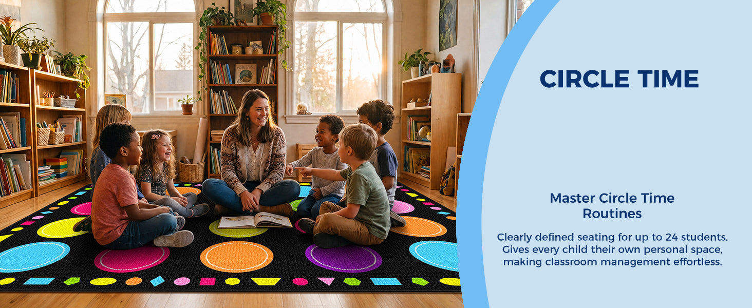 20-Seat Macaron Dot Classroom Rug classroom rug scene image 11