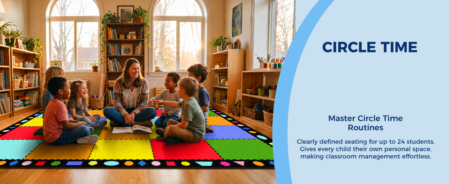 20-Seat Color Block Classroom Rug classroom rug scene image 11
