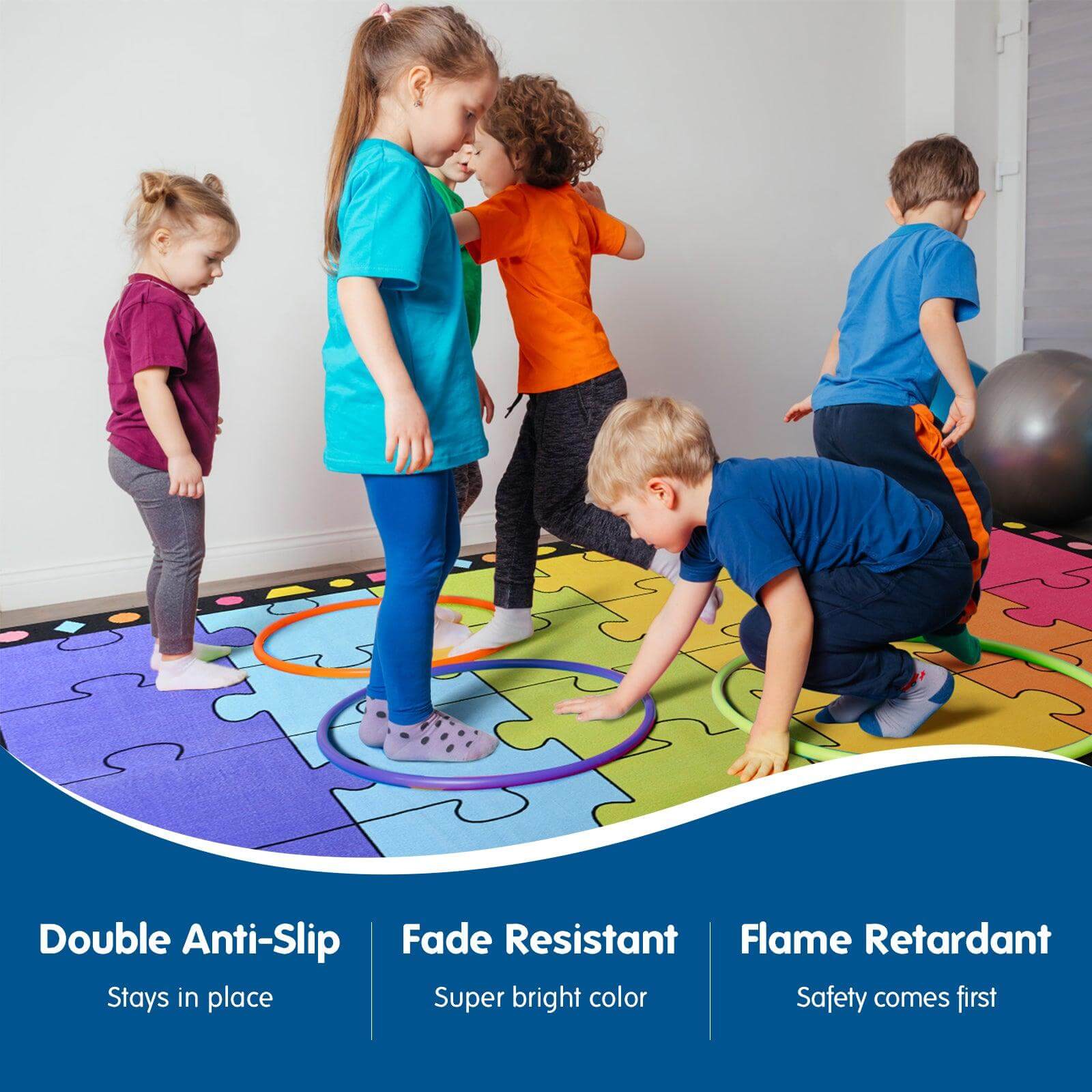 Booooom Jackson Classroom Carpets Kid Rug Children's Classroom Seating Rug for Nursery, School Learning Area, Children's Colorful Area Rug Educational Carpet with Non-Slip Backing(Seats 24),13' x 7'5"-Classroom Carpet Elementary 05