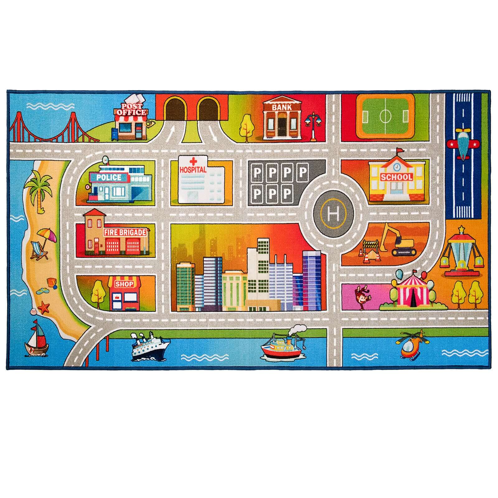 Blue Roadway Kids Rug