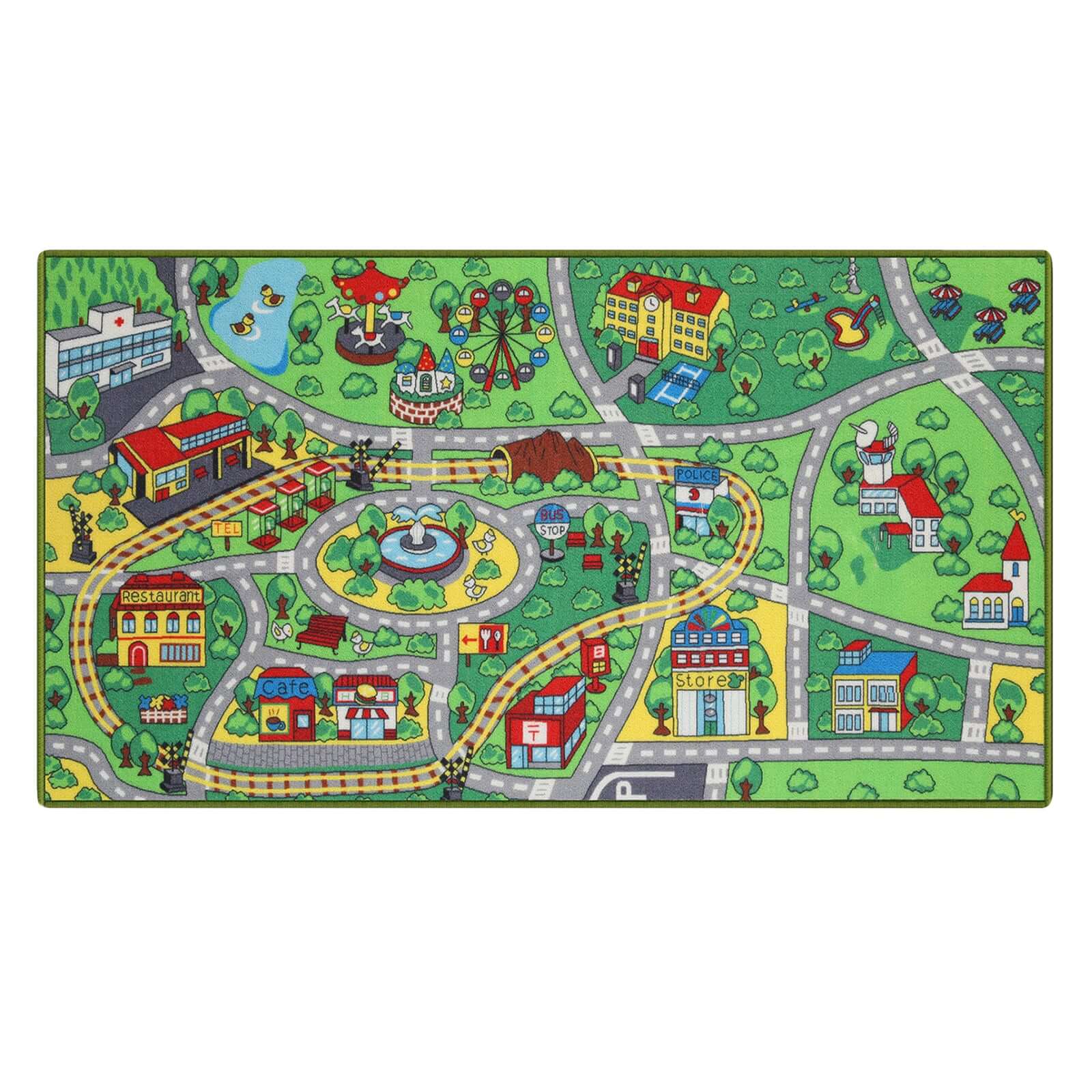 Green Roadway Kids Rug