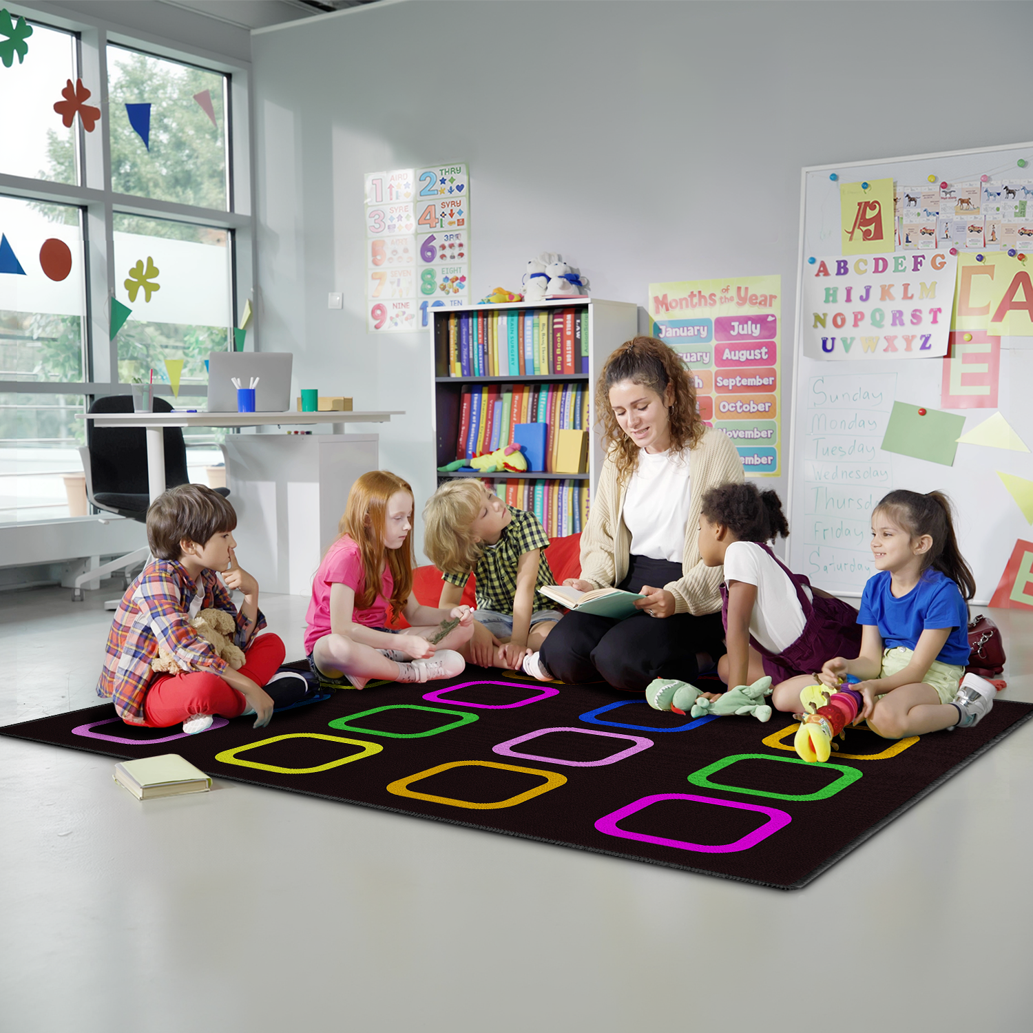 Colorful Squares Classroom Rug By Booooom Jackson