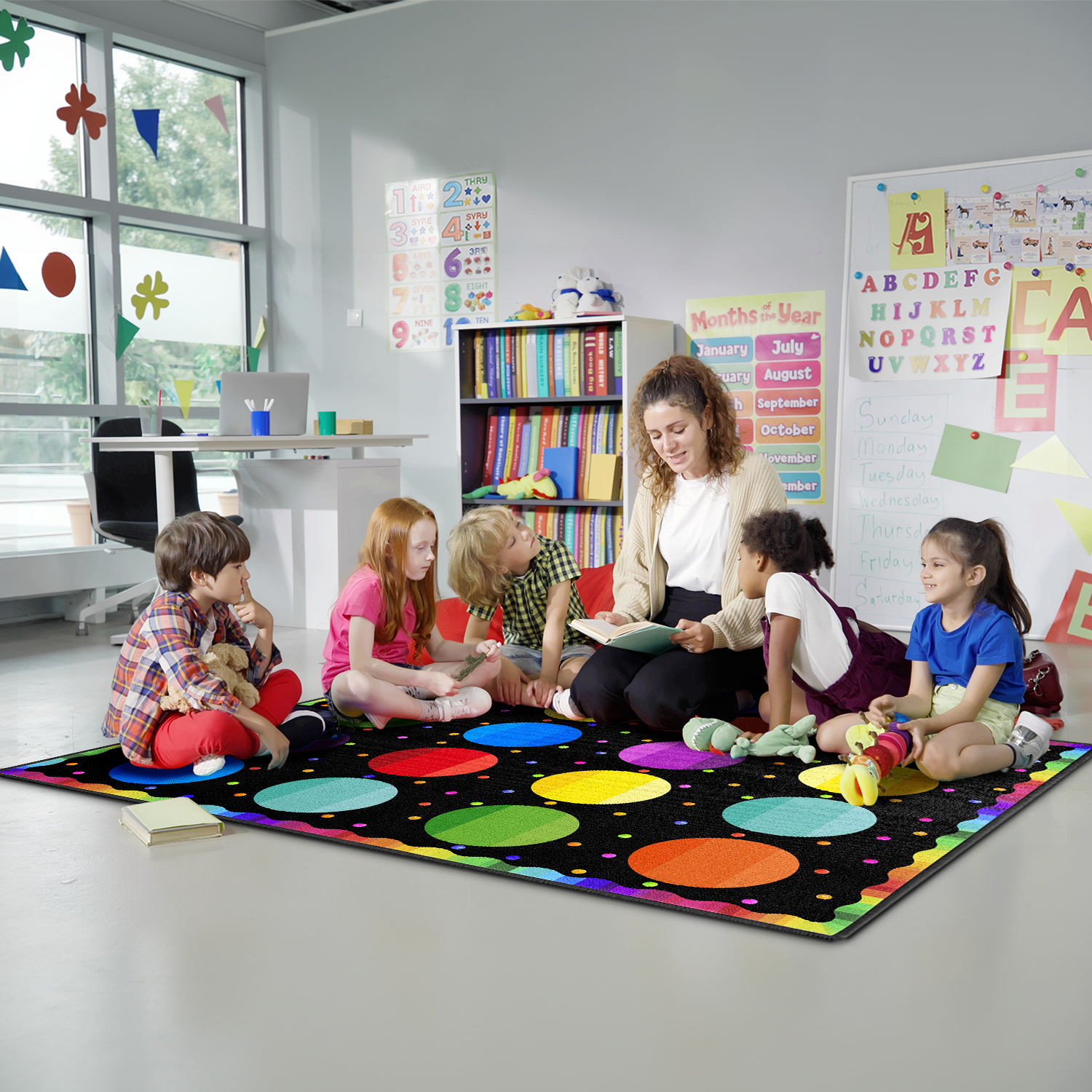 Colorful Gradient Solid Circle Classroom Rug By Booooom Jackson