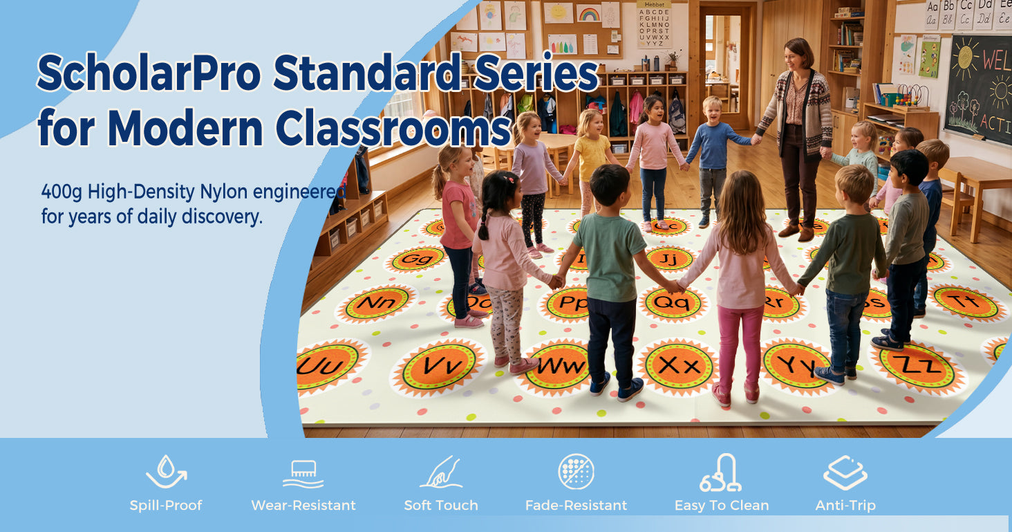 Sunshine Alphabet Classroom Rug classroom rug scene image 1