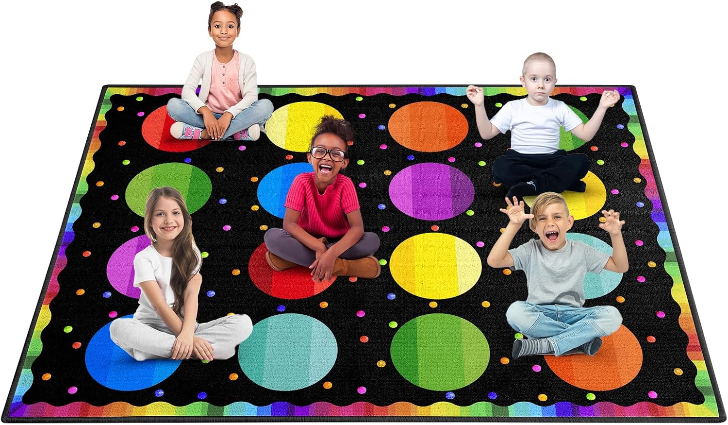 Colorful Gradient Solid Circle Classroom Rug
