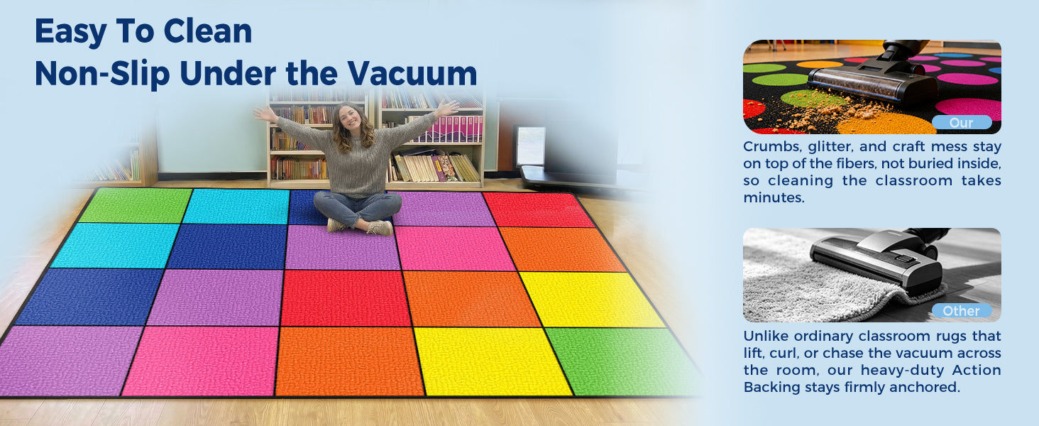 20-Seat Multicolor Square Classroom Rug classroom rug scene image 1